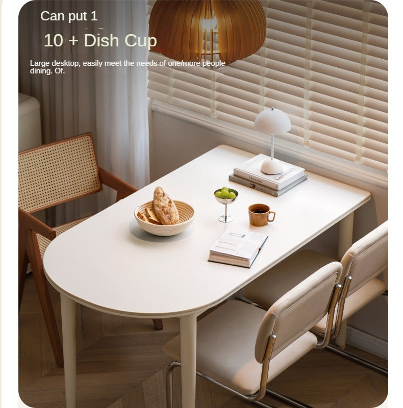 Birch Solid Wood Cream Semi-Circular Dining Table - Modern Farmhouse Style for Small Spaces, Kitchen Nooks & Cozy Breakfast Areas