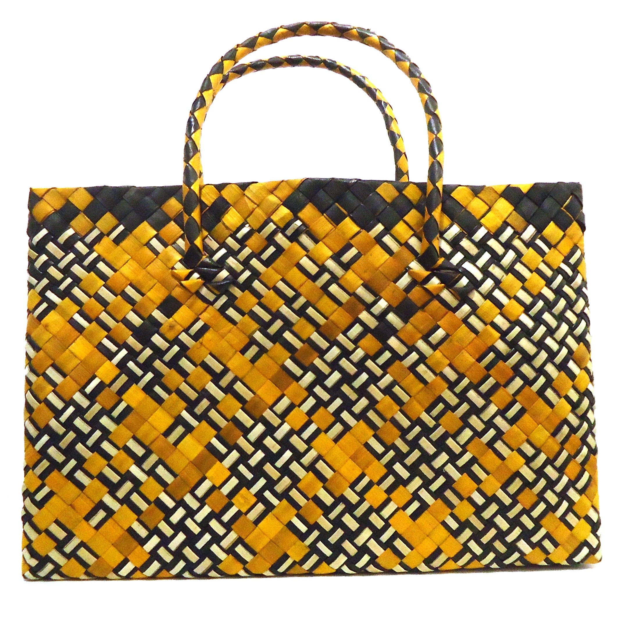 Eco-Friendly Pandan Straw Handbag for Women - Gold & Black - Perfect for Beach, Summer, and Boho Fashion Accessories