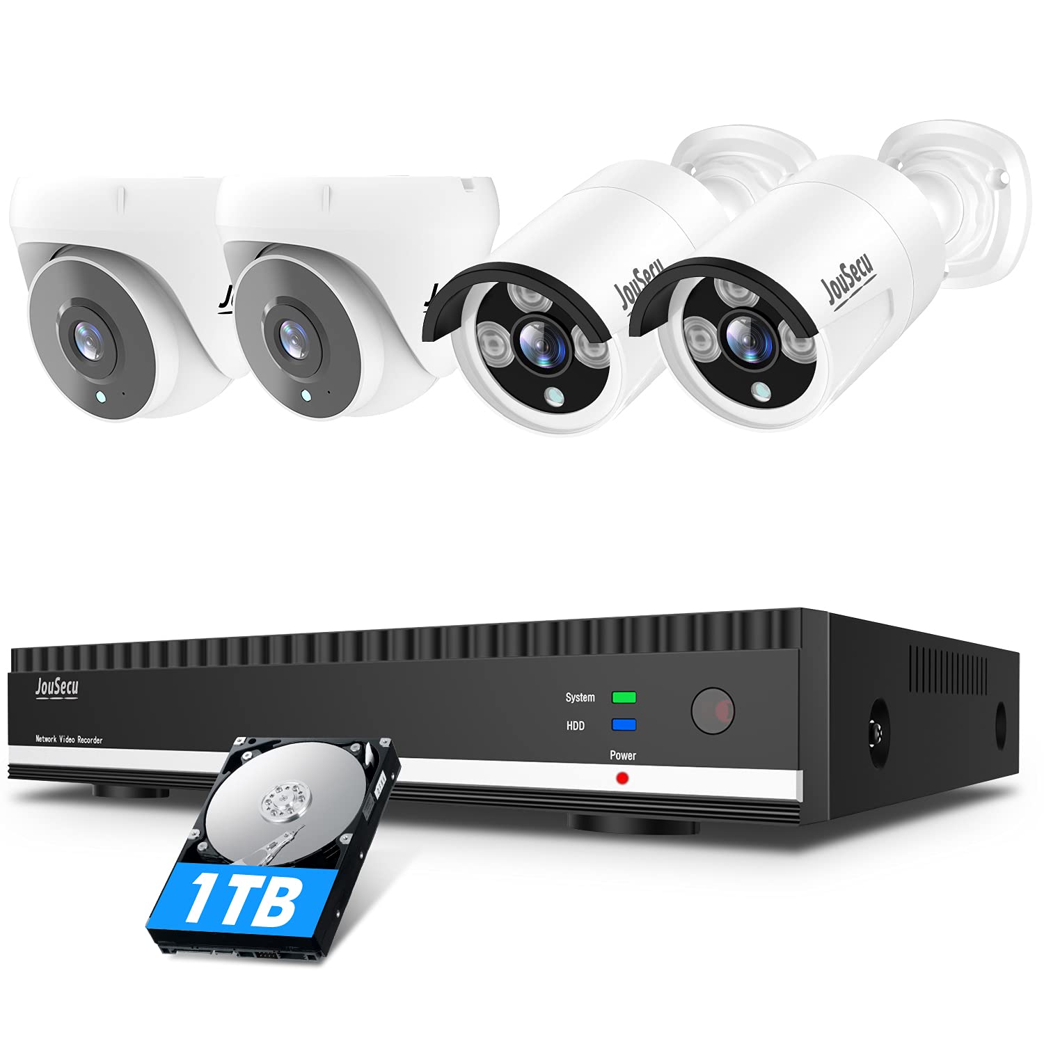 4K POE Security Camera System with 8CH NVR & 1TB HDD - 4 Pack Outdoor IP Cameras, 3MP HD Wired CCTV Kit, 24/7 Night Vision, Weatherproof for Home & Business Surveillance (Ideal for Driveway, Backyard, and Store Monitoring)