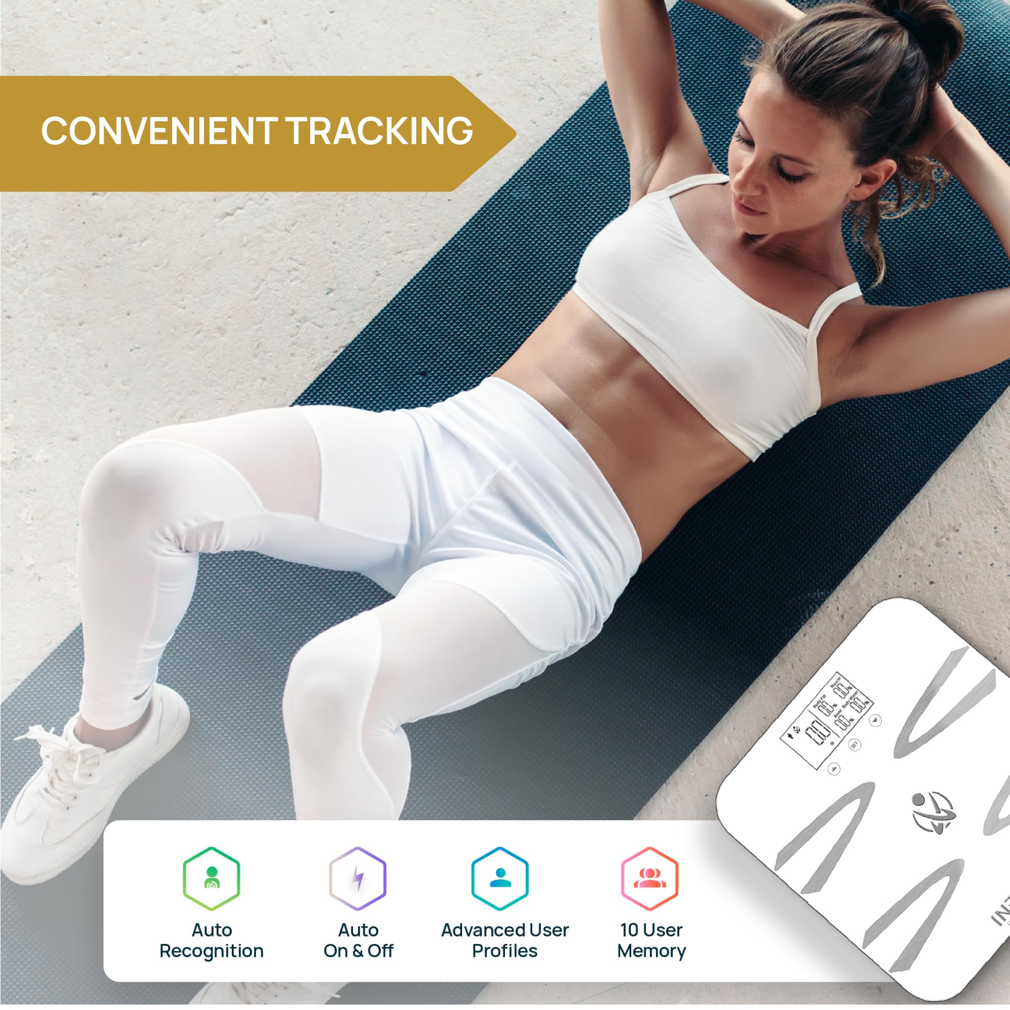 Inevifit Smart Body Fat Scale & Digital Food Scale Bundle - Bluetooth BMI Weight Scale with Body Composition Analyzer & Precision Kitchen Scale for Nutrition Tracking - Ideal for Home Gym & Meal Prep (Batteries Included)