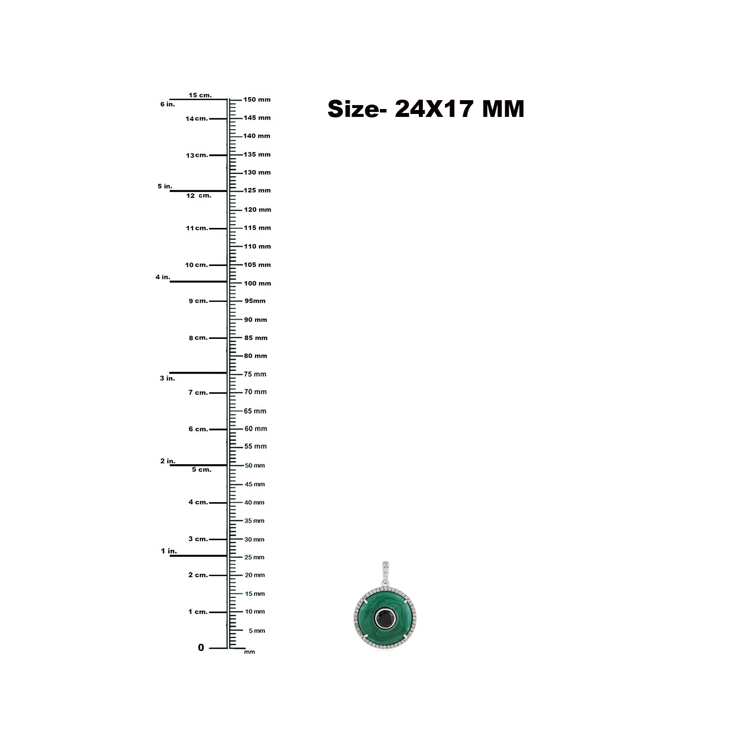 18K White Gold Malachite Evil Eye Pendant with Spinel & Diamond Accents - Elegant Jewelry Gift for Protection & Good Luck | Perfect for Birthdays, Anniversaries & Spiritual Occasions