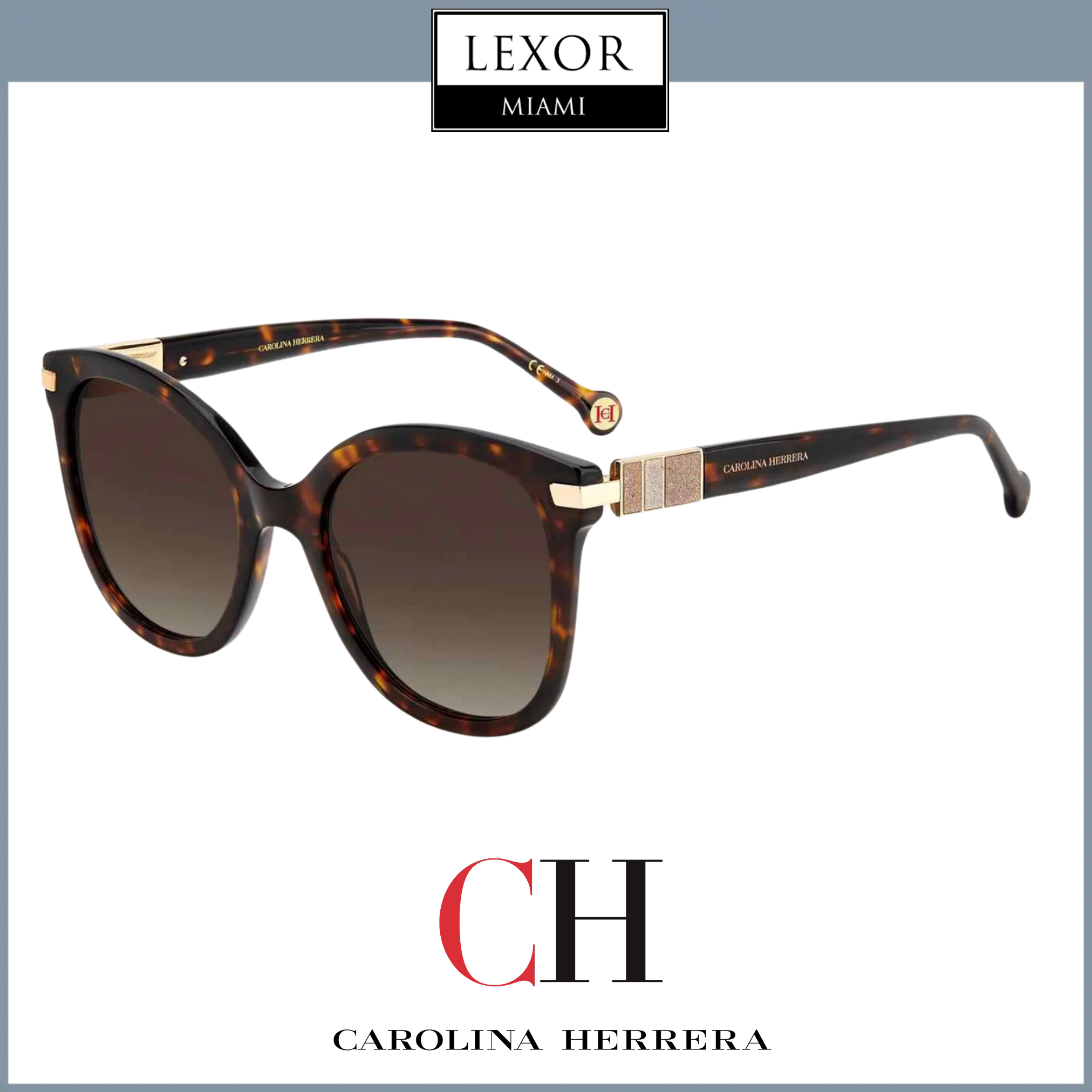 Carolina Herrera HER 0134/S 0086 HA 55/21 145 Women's Designer Sunglasses - UV Protection & Polarized Lenses for Driving, Beach & Outdoor Fashion