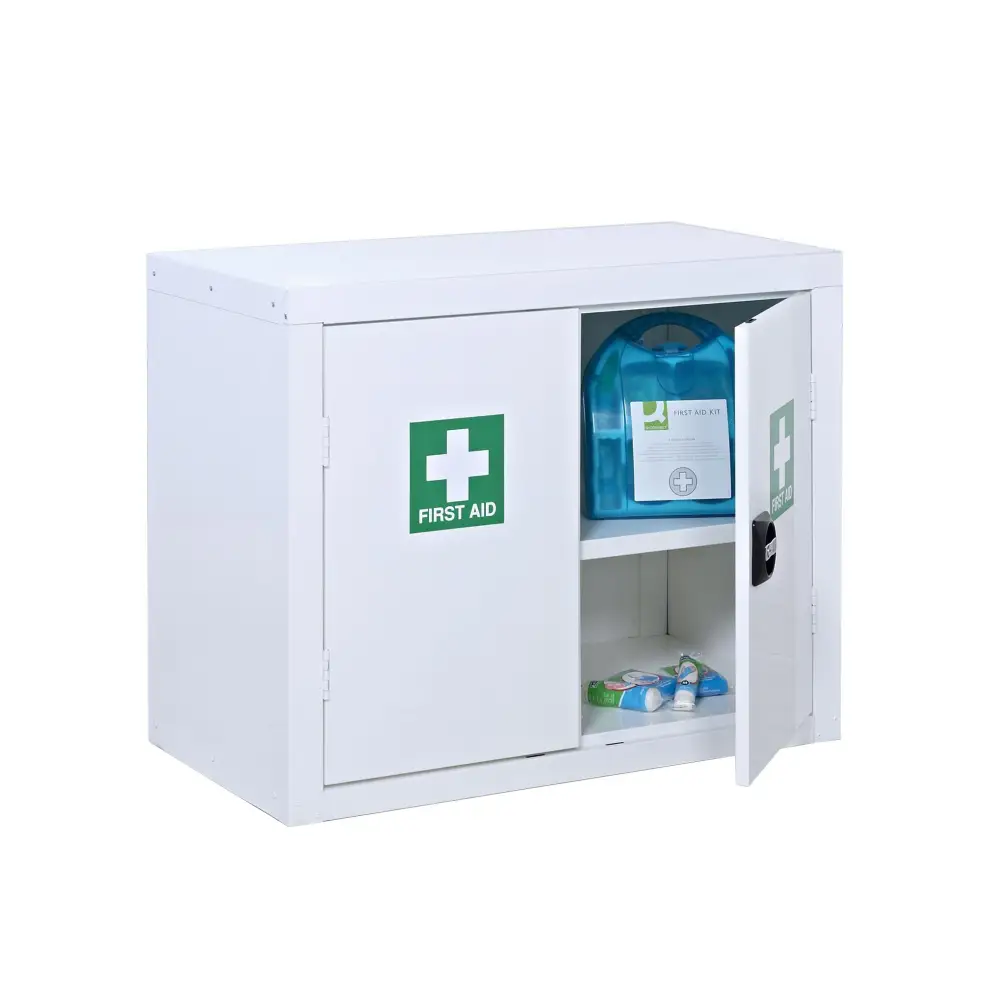 First Aid Cabinet with Lock - Wall Mounted Medical Storage Organizer for Home, Office, and School Emergency Supplies - Perfect for Bandages, Medicines, and Safety Equipment Storage