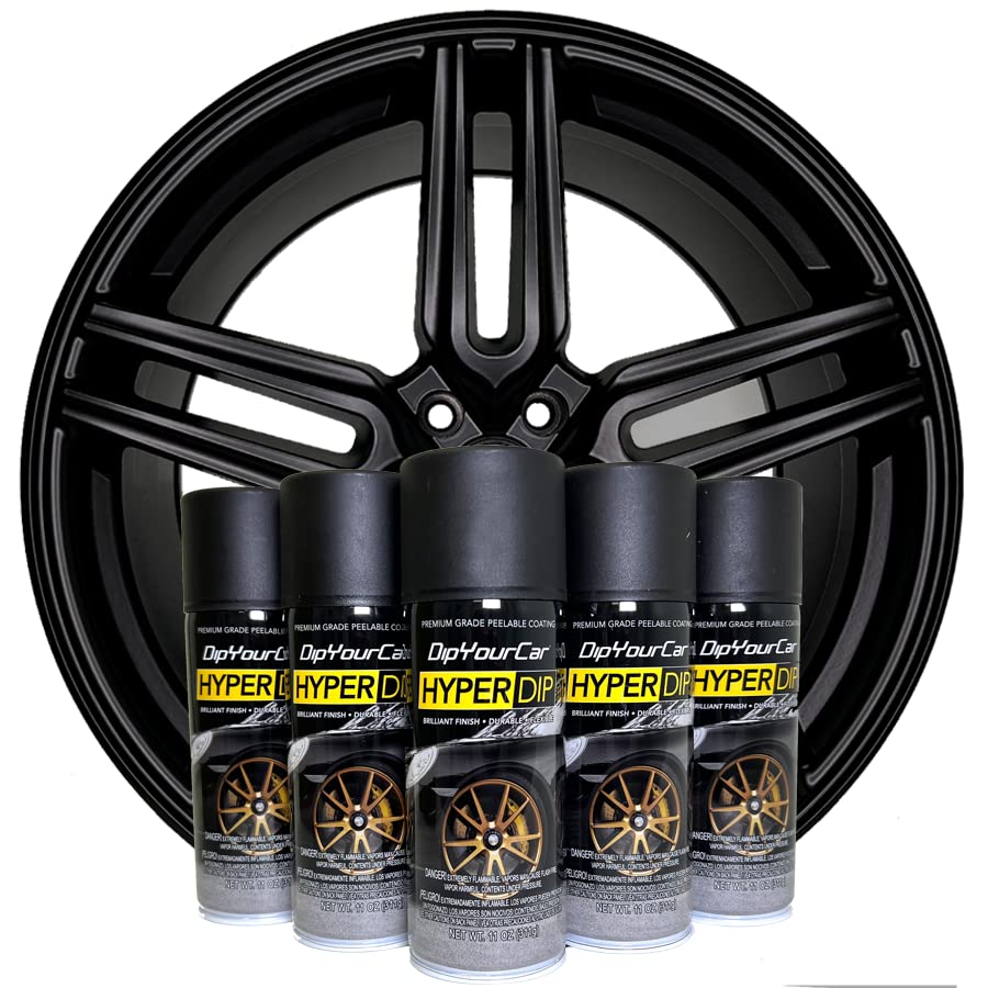DipYourCar HyperDip Peelable Car Paint in a Can - Automotive Spray Paint for Wheels, Emblems & Mirrors - Frozen Black Aerosol Paint Kit | DIY Car Customization & Vehicle Protection