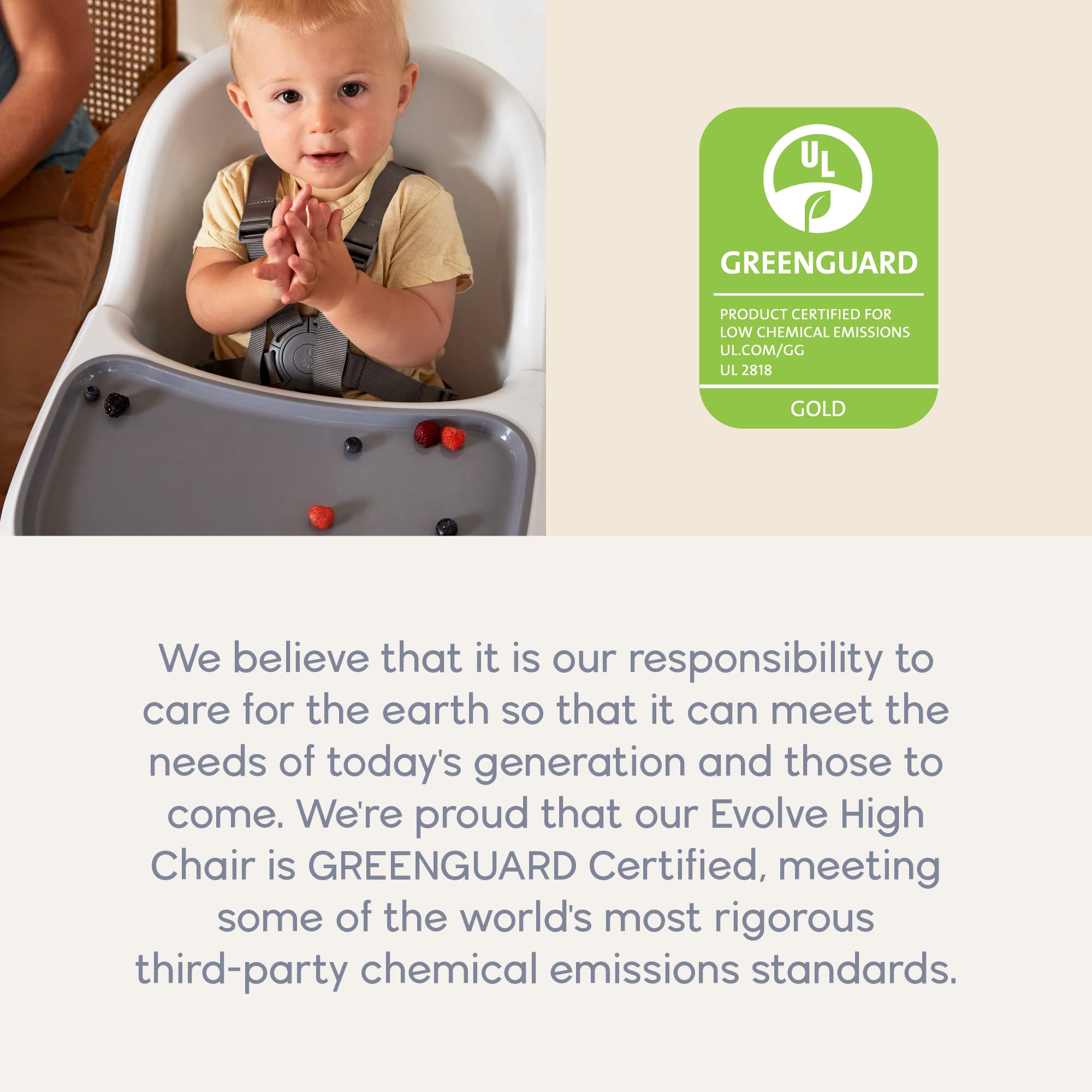 Ergobaby Evolve Portable High Chair for Babies - Adjustable, Lightweight & Travel-Friendly - Perfect for Dining, Travel & Outdoor Use - Dark Wood Finish