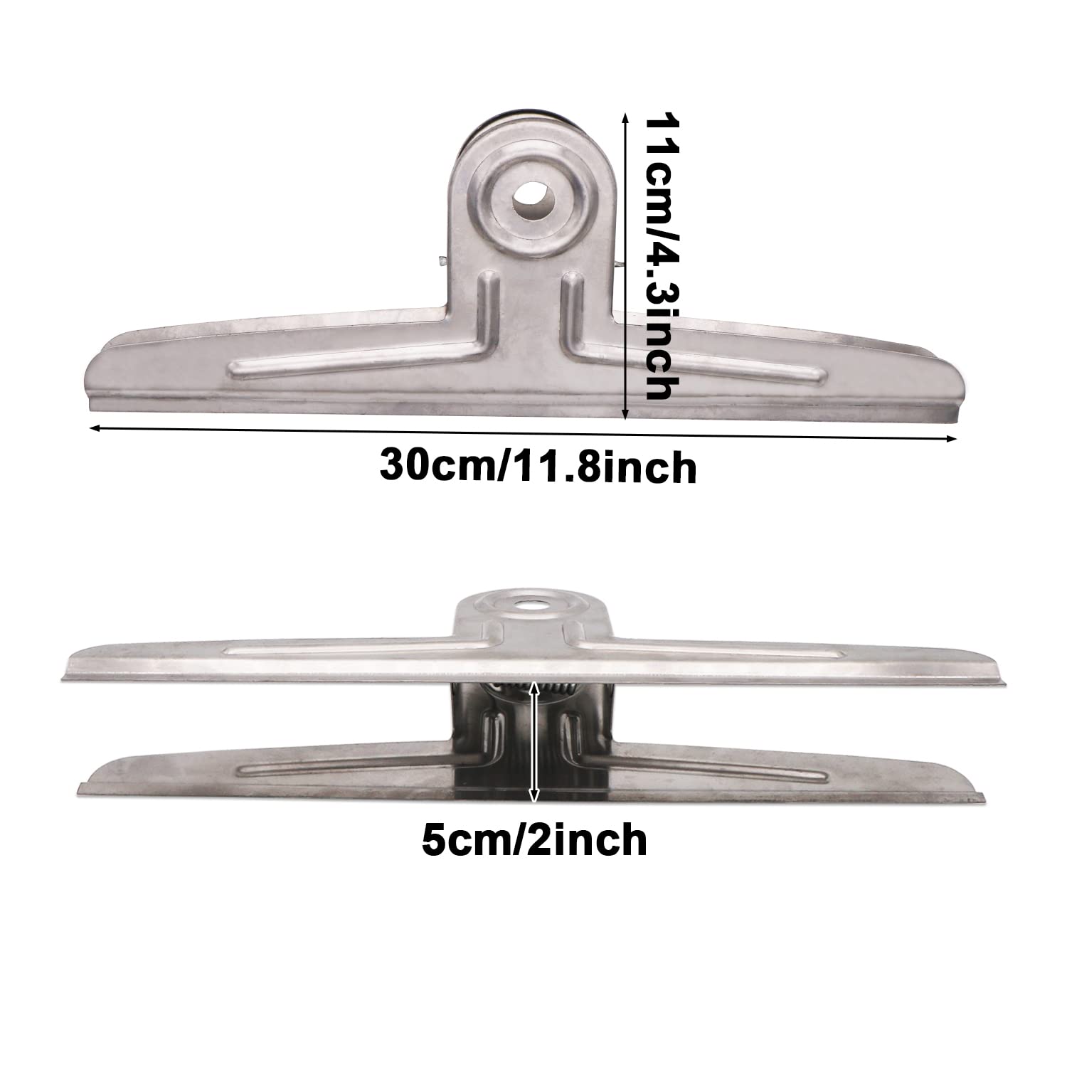 Extra Large Bull Clips 2 Pack - 12 Inch Jumbo Stainless Steel Paper Clamps for Drawing Boards, Posters & Bags - Heavy Duty Silver Office & Craft Supplies for Artists, Teachers & Professionals