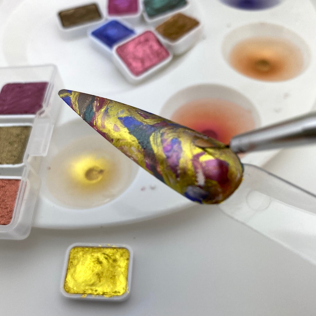 Metallic Marble Nail Art Watercolor Paint Set - 12 Vibrant Colors for Professional & DIY Nail Designs | Perfect for Salon, Home Manicure & Creative Nail Art Projects