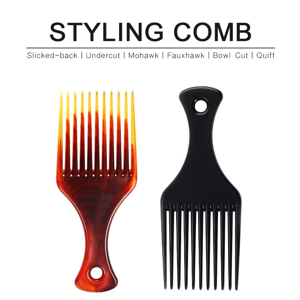 Afro Hair Pick Comb - Styling Hair Brush with Oil Slick Finish for Men & Women | Perfect for Curly, Coily & Natural Hair Styling at Home or Salon