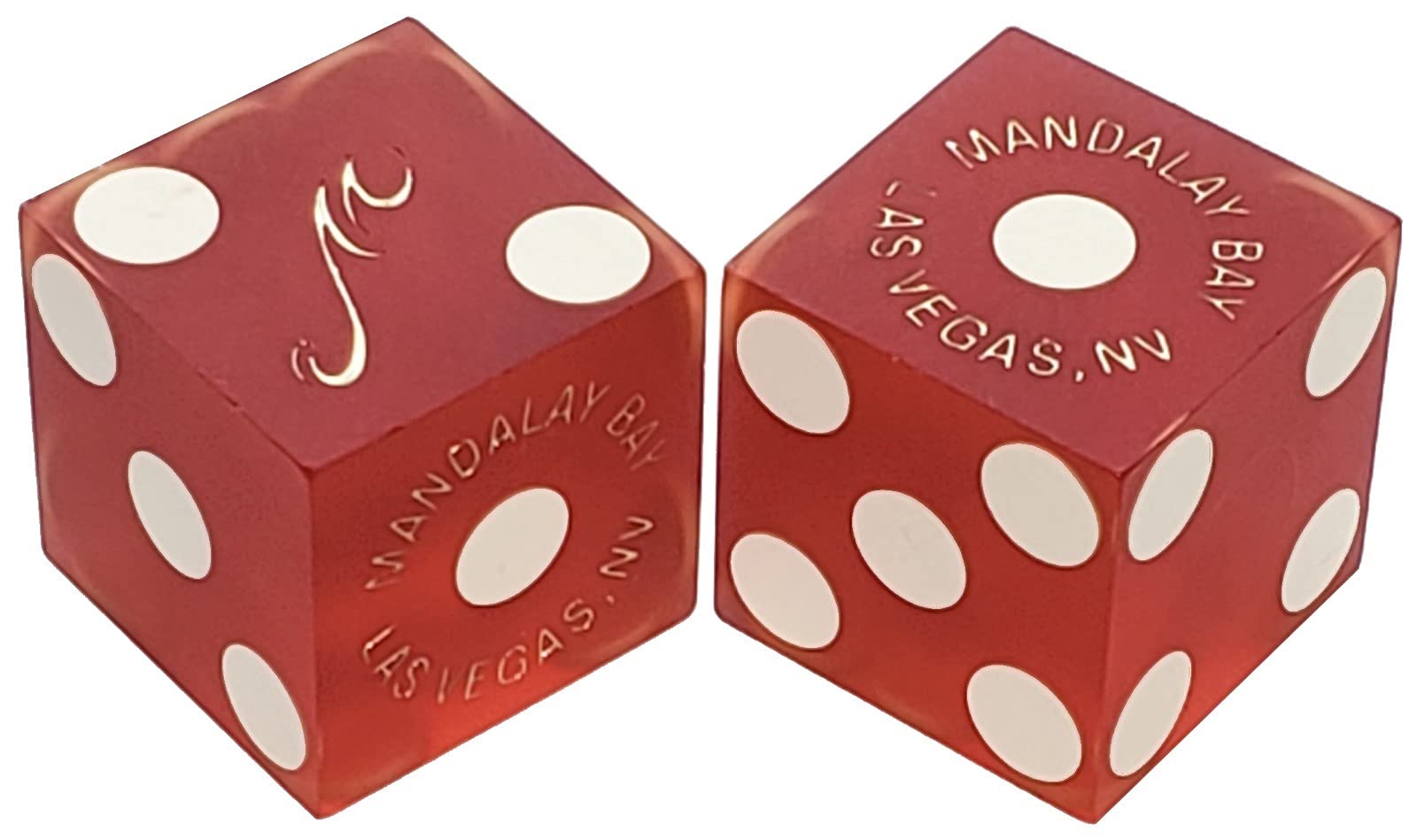 19mm Craps Dice Pair - Matching Serial Numbers for Casino Table Play (Mandalay Bay Red) - Perfect for Home & Casino Gaming