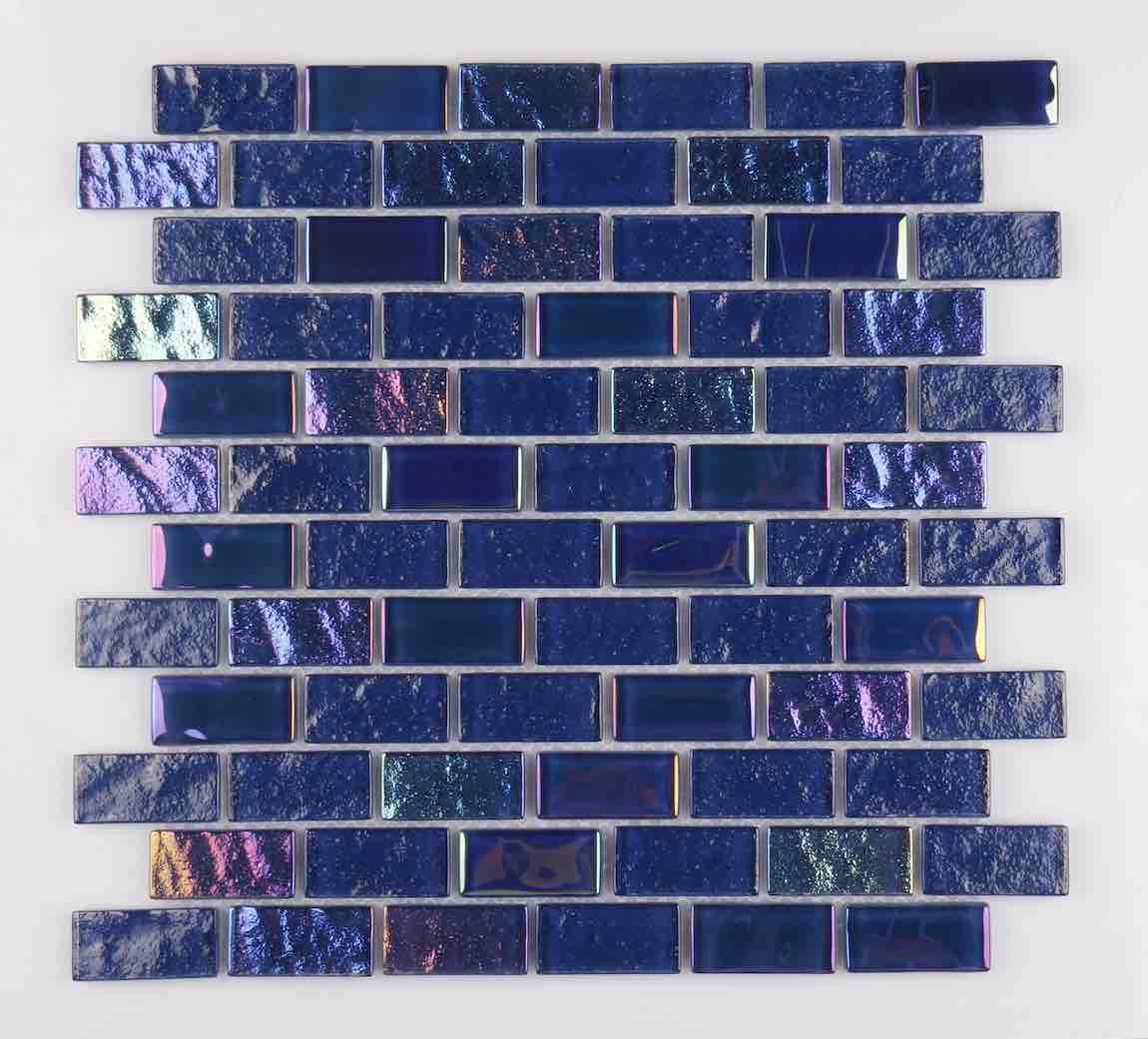 Iridescent Sky Dark Blue Glass Tile 1x2 - Stunning Mosaic for Backsplash, Bathroom & Kitchen Decor