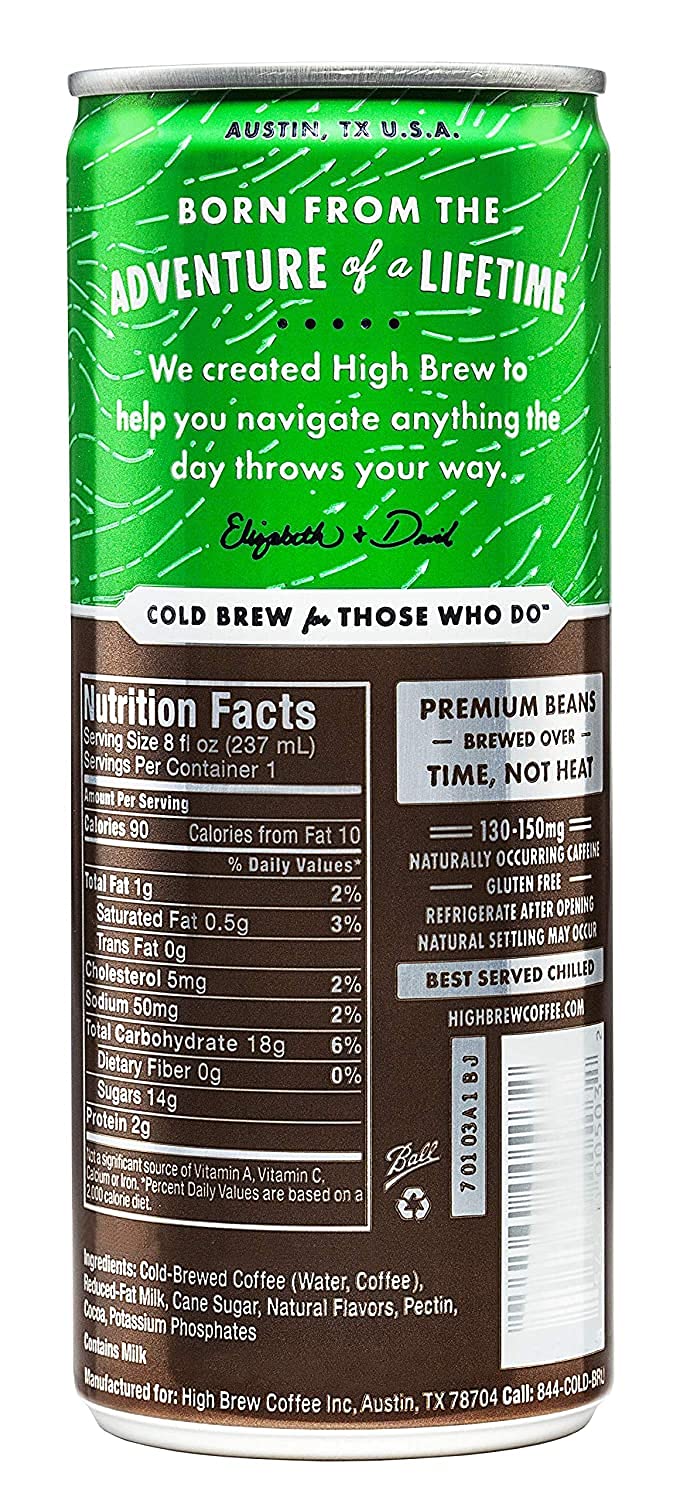 High Brew Coffee - Dark Chocolate Mocha Cold Brew Coffee - 8oz (Pack of 24) - Perfect for Office, Camping & On-the-Go Energy Boost
