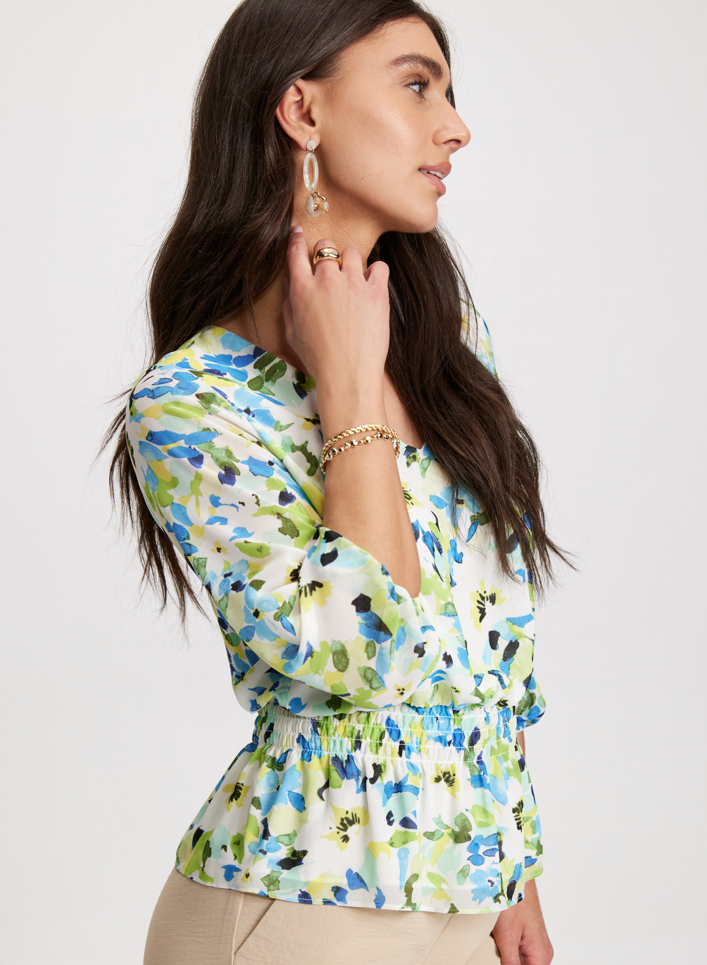 Floral Peplum Top for Women - Elegant Ruffle Blouse for Spring & Summer - Perfect for Parties, Dates & Office Wear