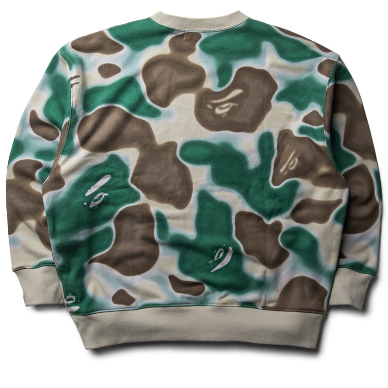 BAPE Liquid Camo Crewneck Sweatshirt - Olive Green | Streetwear Fashion for Men & Women | Perfect for Casual Outfits & Urban Style