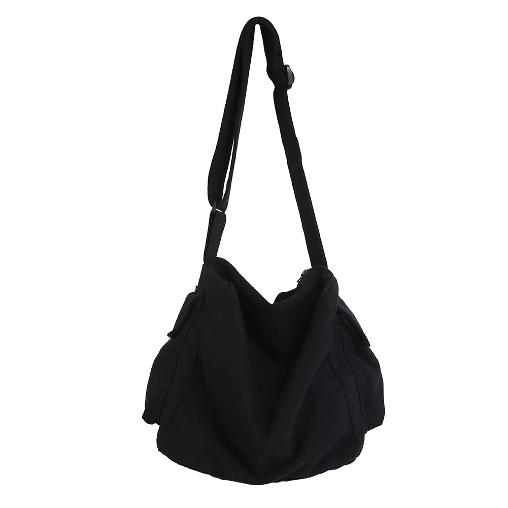 JQWSVE Large Canvas Messenger Bag - Crossbody Hobo Tote with Multiple Pockets for Women & Men | Perfect for Work, Travel & Everyday Use