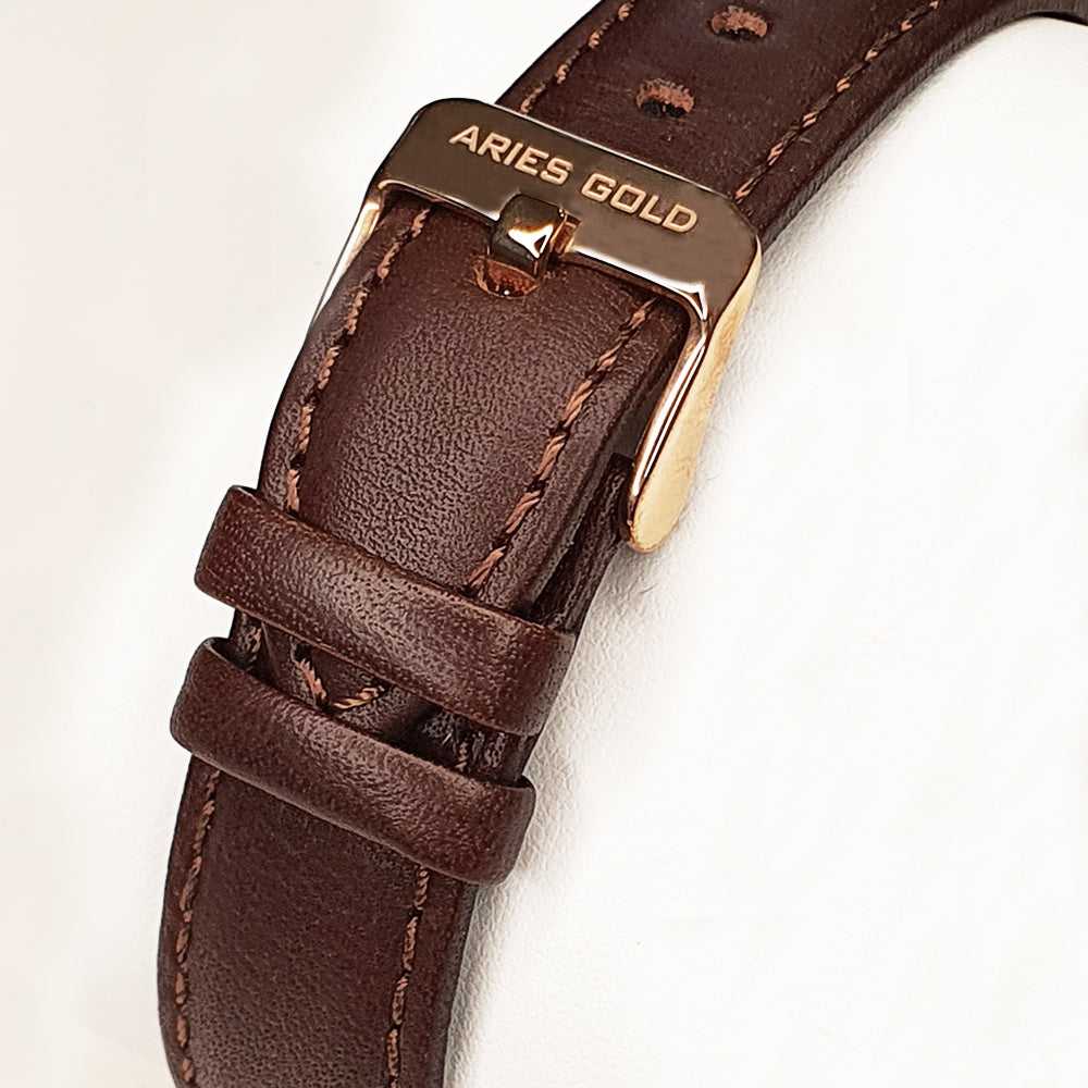 ARIES GOLD URBAN SANTOS G 1022 RG Men's Luxury Watch with Burgundy Leather Strap - Perfect for Business, Formal Events & Everyday Wear