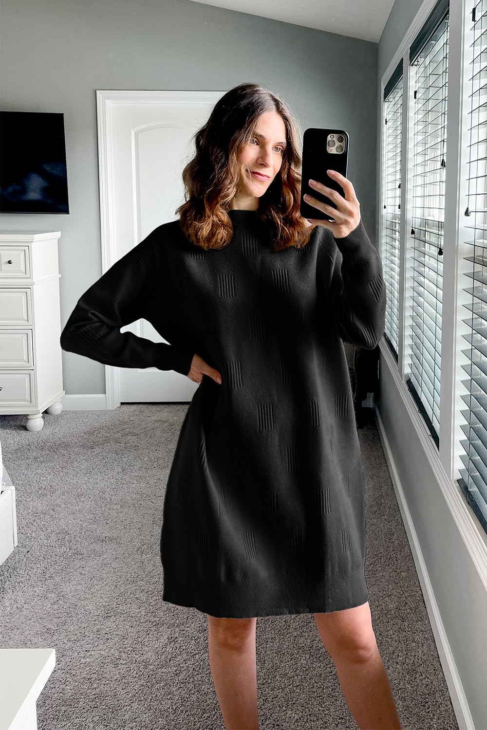 Arach&Cloz Women's Oversized Sweater Dress 2024 - Crew Neck Long Sleeve Knit Pullover Winter Clothes for Fall Fashion | Cozy Outfit for Holiday Parties, Office Wear & Casual Winter Dates