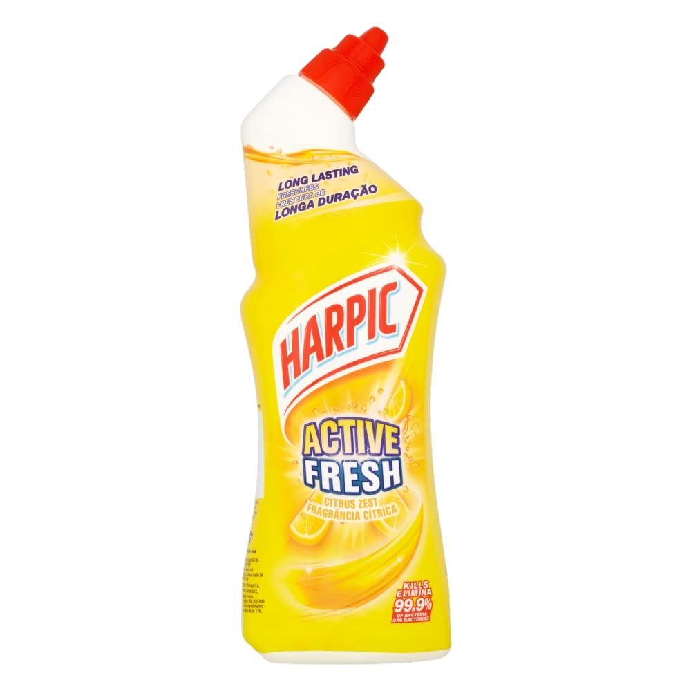 Harpic Active Toilet Cleaning Gel - Powerful Stain Removal, Fresh Lemon Scent, 250ml - Eliminates Limescale & Bacteria for Sparkling Clean Toilets - Perfect for Bathroom, Restroom & Household Cleaning