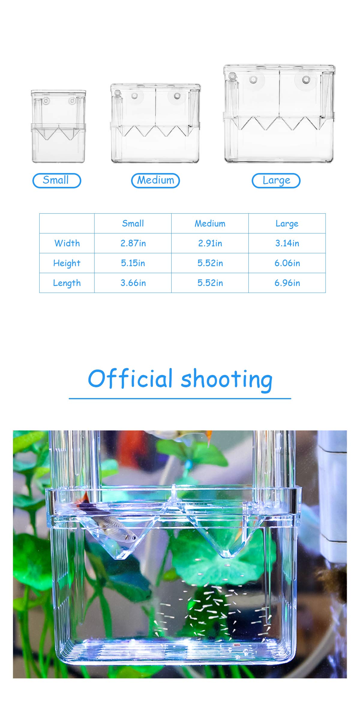 Acrylic Fish Breeding Box with Suction Cups - Aquarium Hatchery Incubator & Breeder Isolation Divider for Guppies, Betta, Shrimp - Perfect for Fish Tank Hatching and Fry Protection