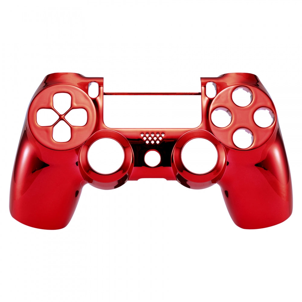 eXtremeRate Replacement Front Housing Shell for PS4 Slim Pro Controller (CUH ZCT2 JDM 040/050/055) - Chrome Red | Custom PS4 Controller Cover | Gaming Accessories for Enhanced Playstation Experience