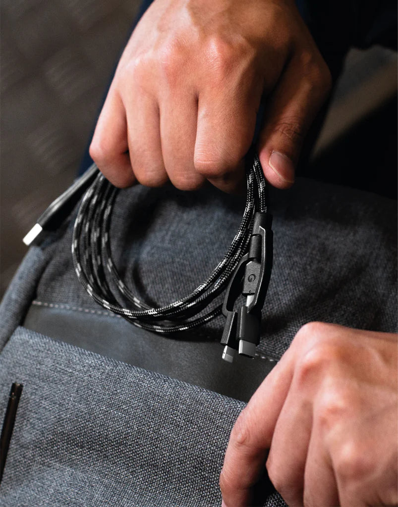 NyloFlex 3-in-1 Fast Charging Cable - 1.5M Lightning/USB-C/Micro USB Compatible with iPhone, Android & More - Perfect for Home, Office & Travel Charging
