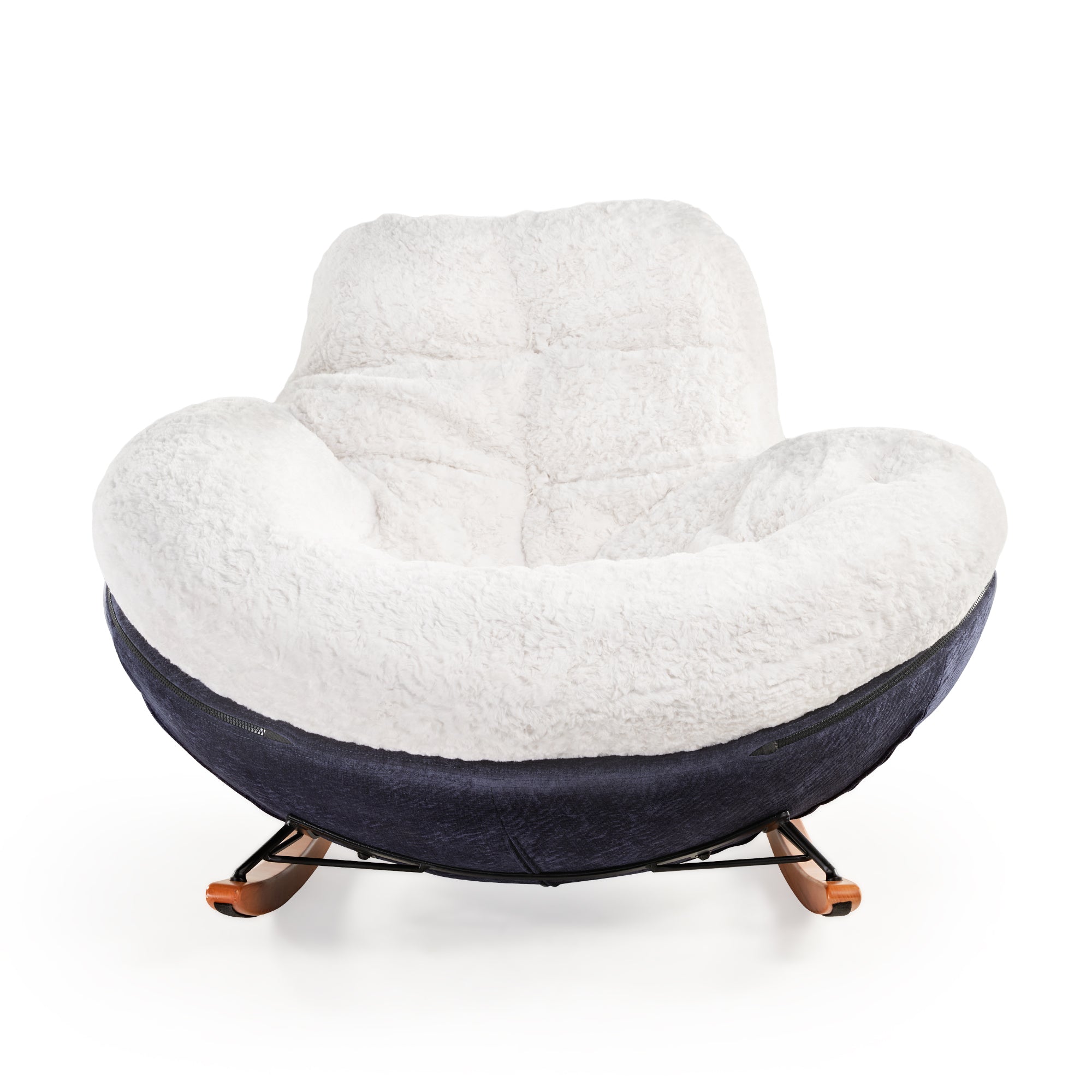 Chloe Comfy Rocking Lounge Chair - Off White Upholstered Recliner for Living Room, Nursery & Patio - Relaxing Rocking Chair with Ergonomic Design