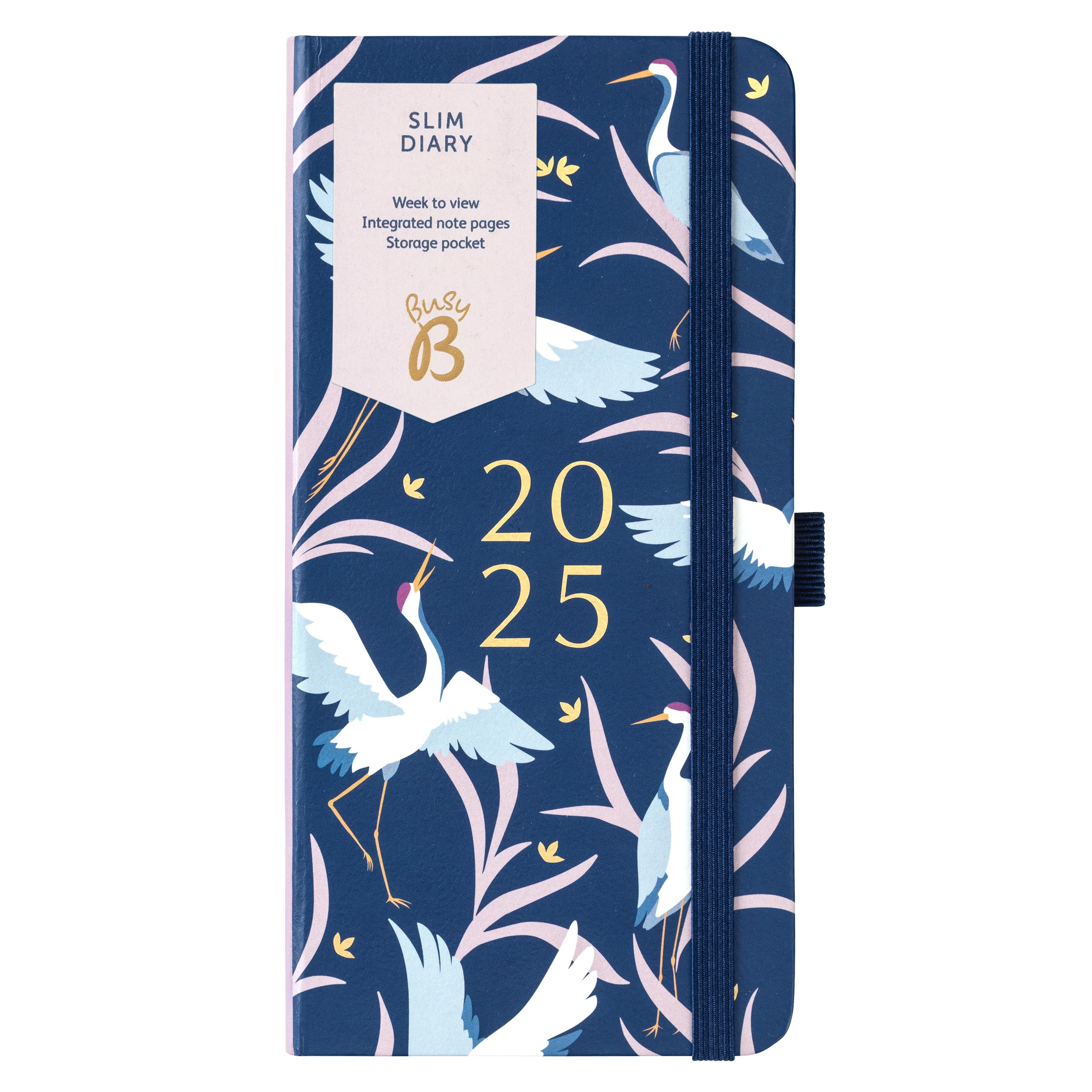Busy B 2025 Slim Weekly Planner with Birds Cover - Compact Pocket Diary, Week-to-View Layout, Notes Pages & Storage Pocket - Handbag-Sized Organizer for Work, School & Personal Planning - Perfect for Daily Scheduling & Goal Tracking