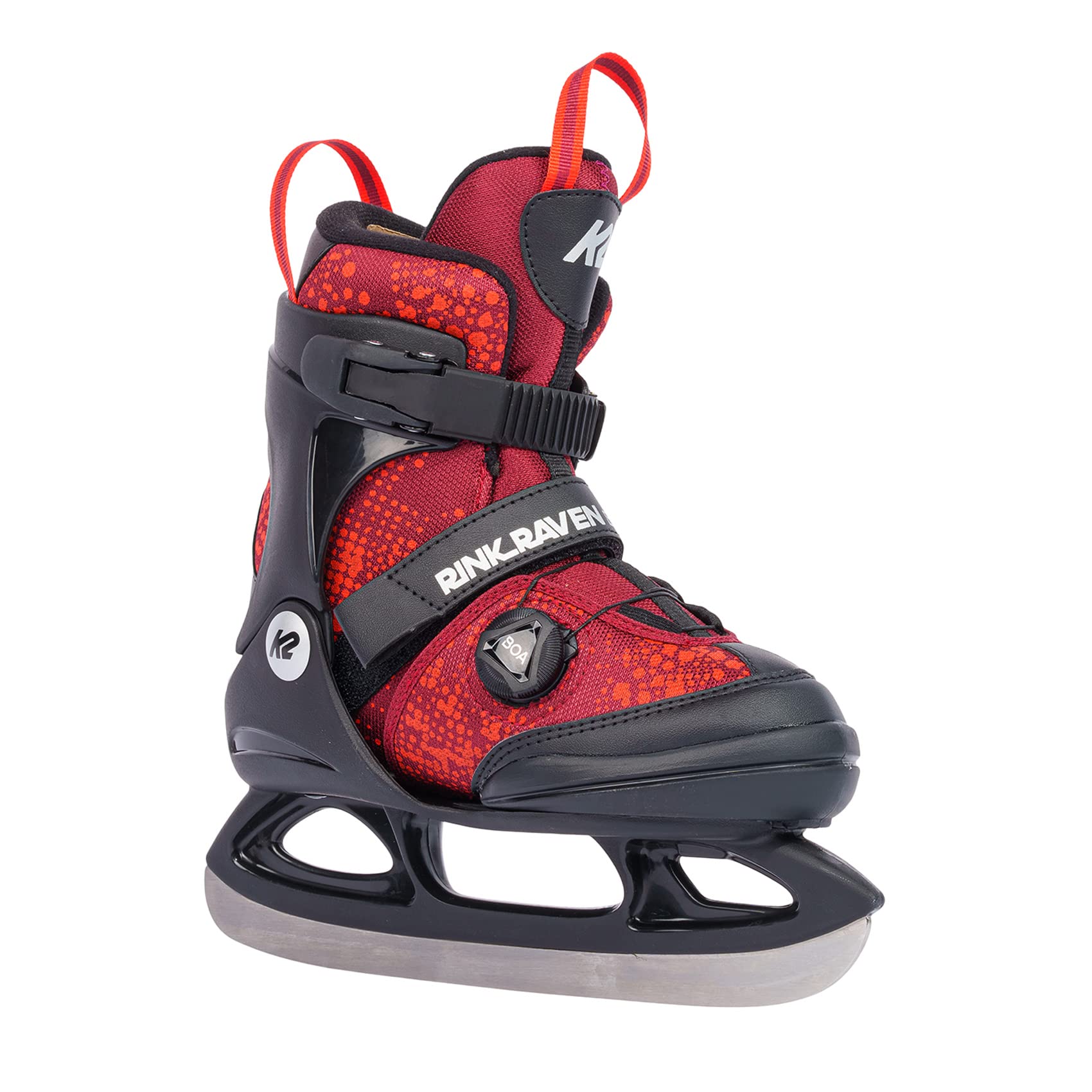 K2 Rink Raven Boa Adjustable Junior Ice Skates for Girls & Boys - Comfortable & Durable Figure Skates for Beginners, Kids & Youth - Perfect for Ice Rinks, Hockey Practice & Recreational Skating