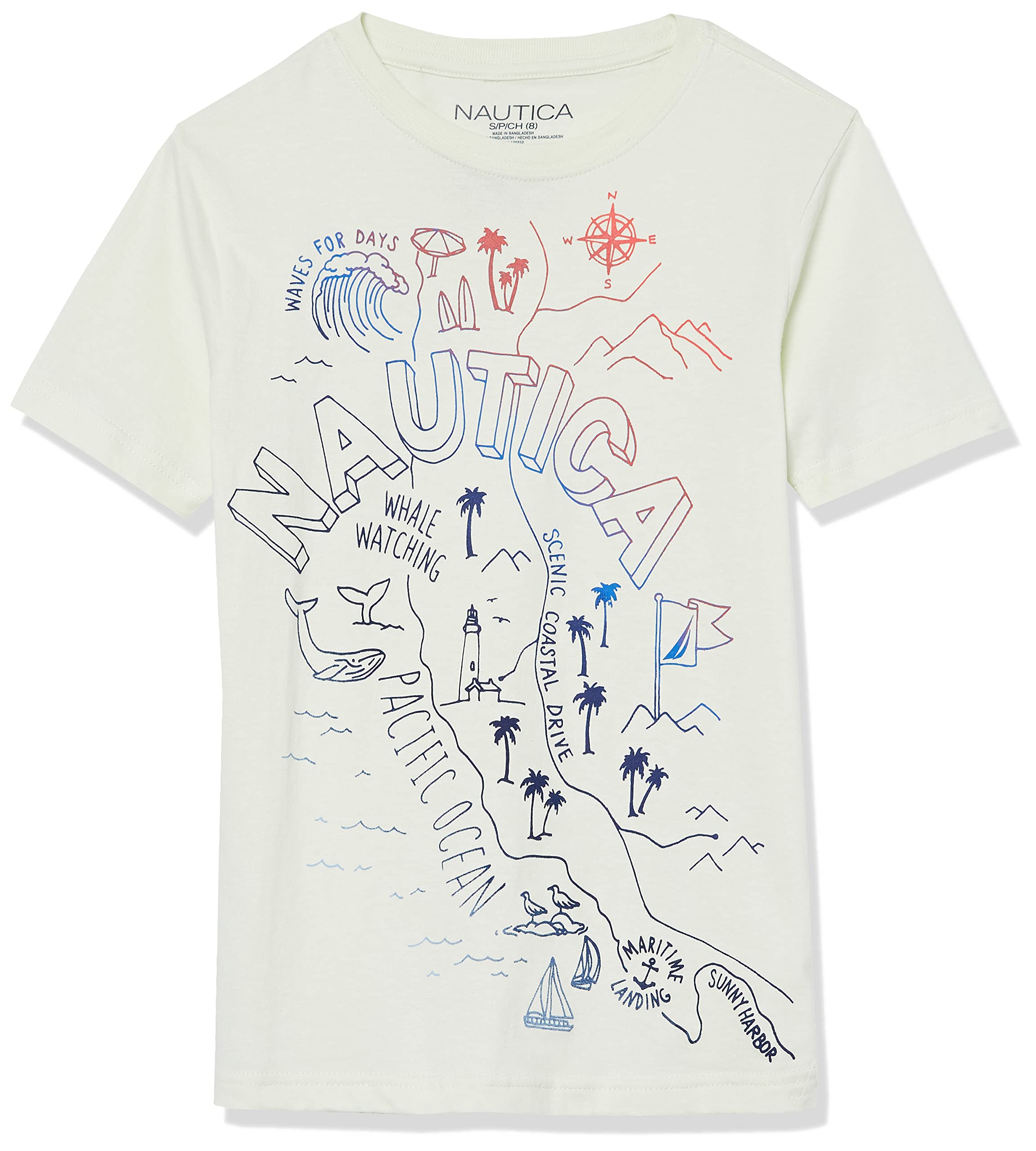 Nautica Boys' Short Sleeve Graphic T-Shirt - Cute Screen Print Design for Kids - Perfect for Playdates, School & Summer Activities