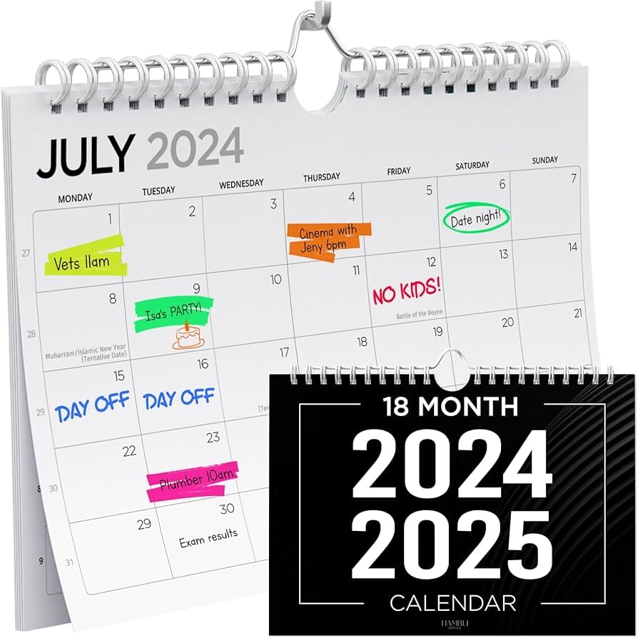 2024-2025 18-Month Wall Calendar | July 2024 to December 2025 Planner | A4 Landscape Family & Office Organizer | Home, School & Work Planning Tool