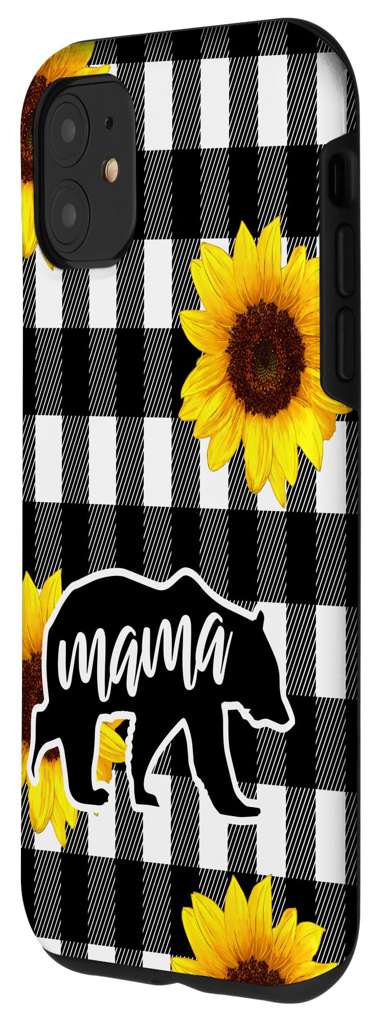 iPhone 11 Buffalo Plaid & Sunflower Mama Bear Phone Case - Cute Protective Cover for Women, Mom Gift - Perfect for Everyday Use, Work & Travel