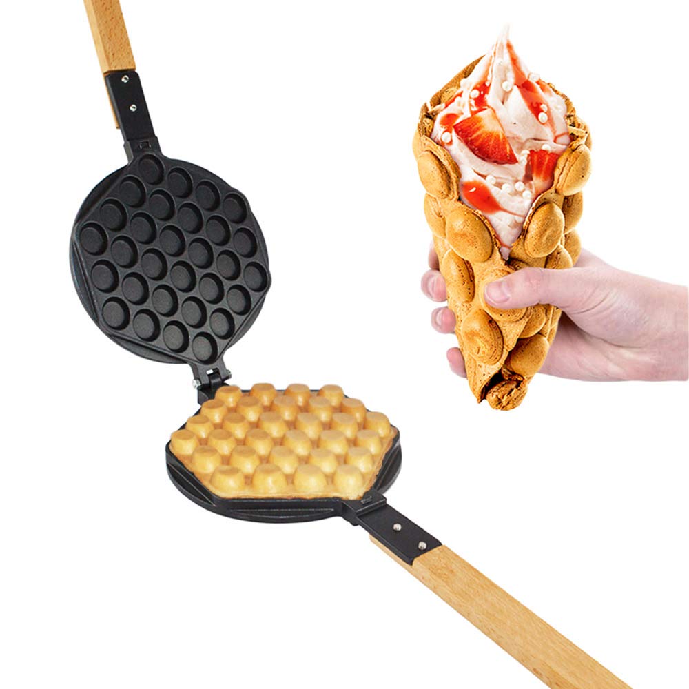 ALDKitchen Bubble Waffle Maker - 180° Rotating Nonstick Egg Waffle Iron with Removable Plates | Perfect for Home Breakfast, Dessert Parties & Street Food Style Snacks