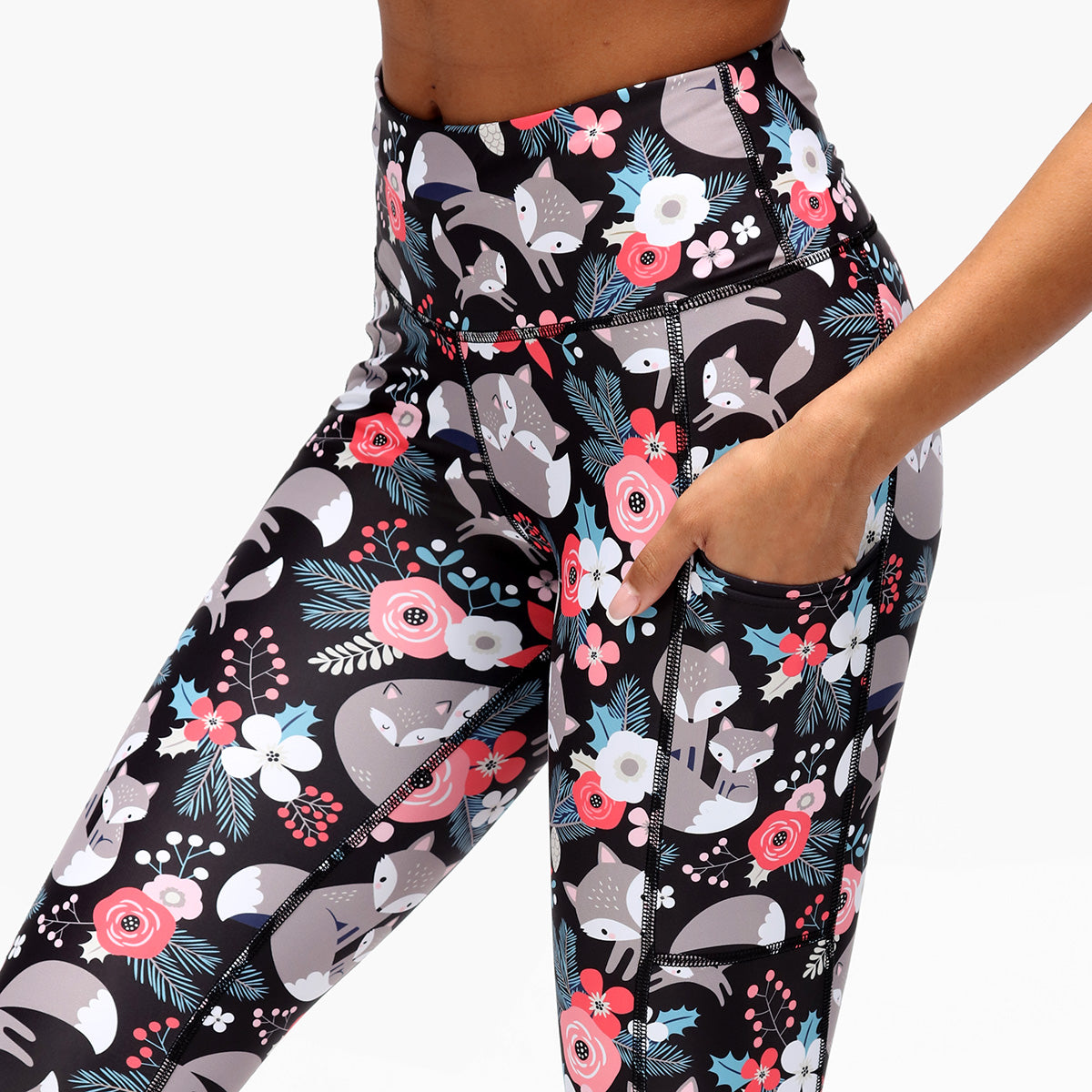 Foxy Floral Capri Pants - Women's Stylish Printed Summer Yoga Pants for Casual Wear, Workout & Lounge - Trendy High Waist Leggings