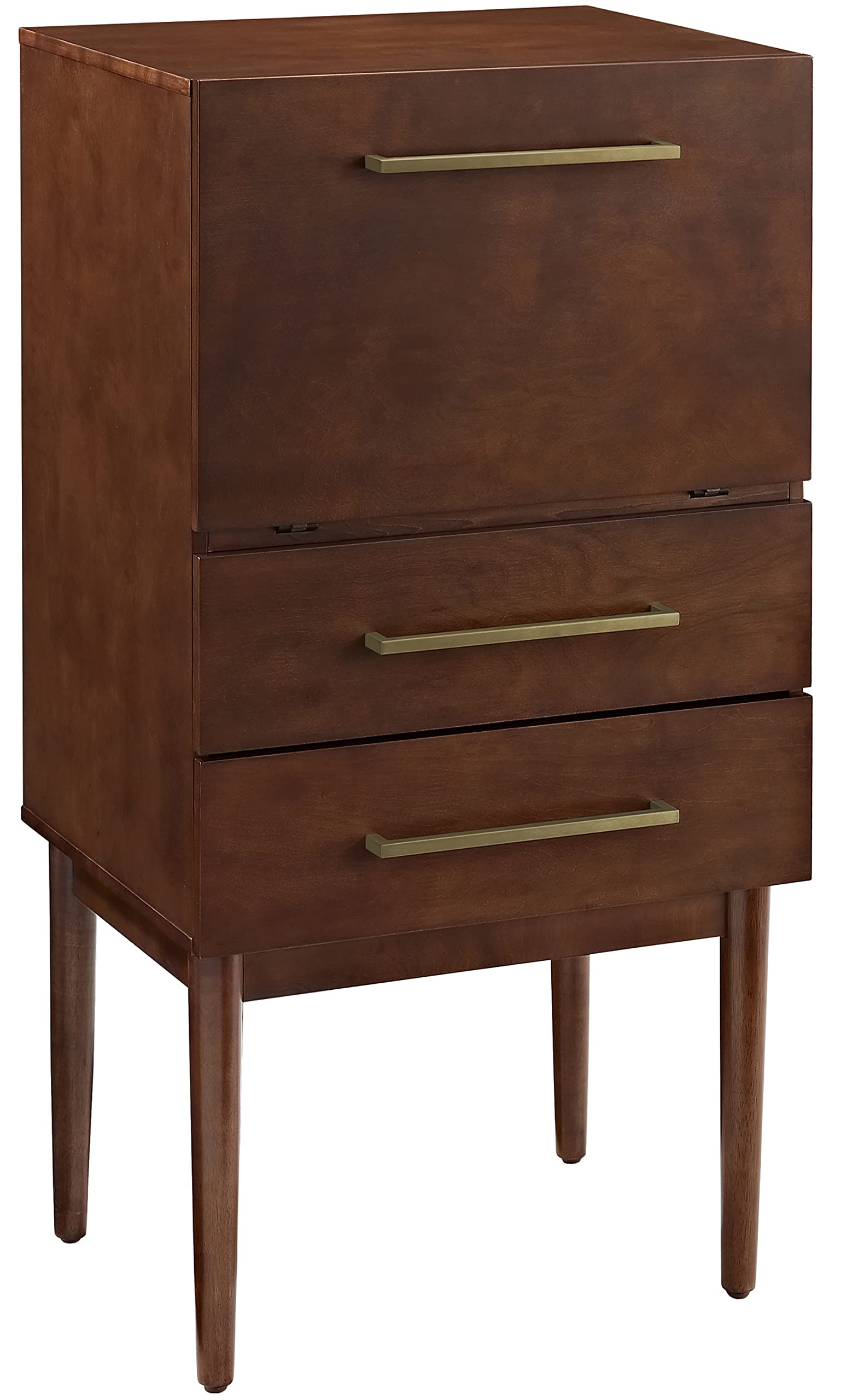 Vintage Mahogany Bar Cabinet with Storage Drawers & Fold-Out Table - Everett by Crosley Furniture | Perfect for Home Bars, Dining Rooms & Entertaining Spaces