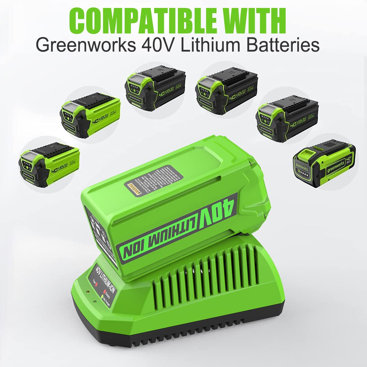ANTRobot 40V 6.5Ah Replacement Battery & Charger for Greenworks 29482/29472/29462 - Compatible with Lawn Mowers, String Trimmers, Leaf Blowers and More Outdoor Power Tools