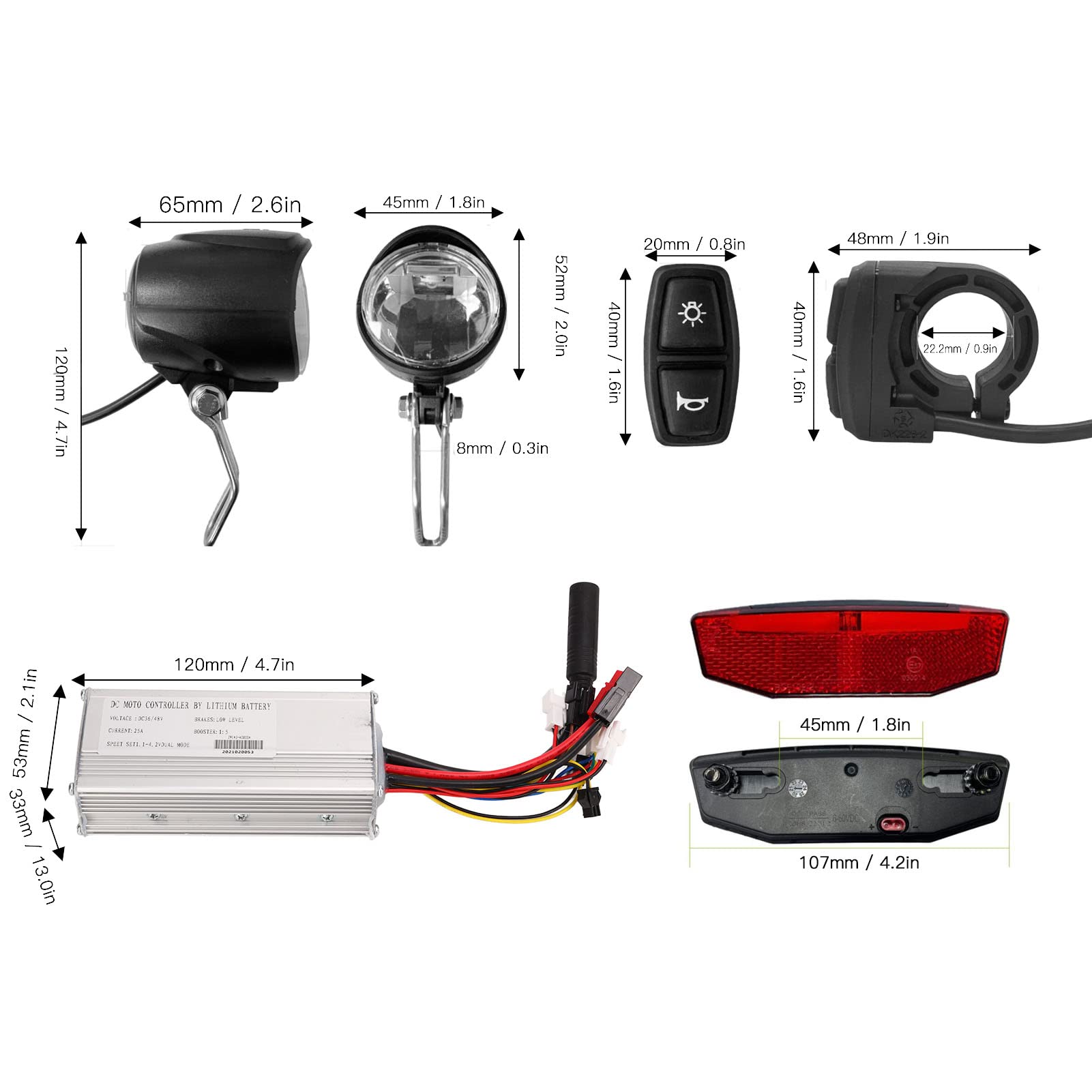 Alomejor 750W Electric Bike Conversion Kit with 25A Motor Controller, GD01 LCD Display, Headlight & Taillight - Perfect for DIY E-Bike Upgrades, Commuting & Off-Road Adventures