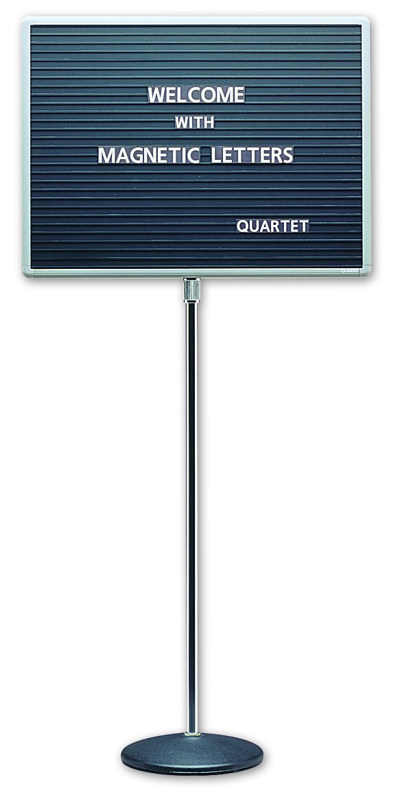 Quartet Adjustable Single Pedestal Letter Board - 2 x 1.5 Feet Magnetic Message Board - Black (7921M) - Perfect for Offices, Classrooms & Retail Displays
