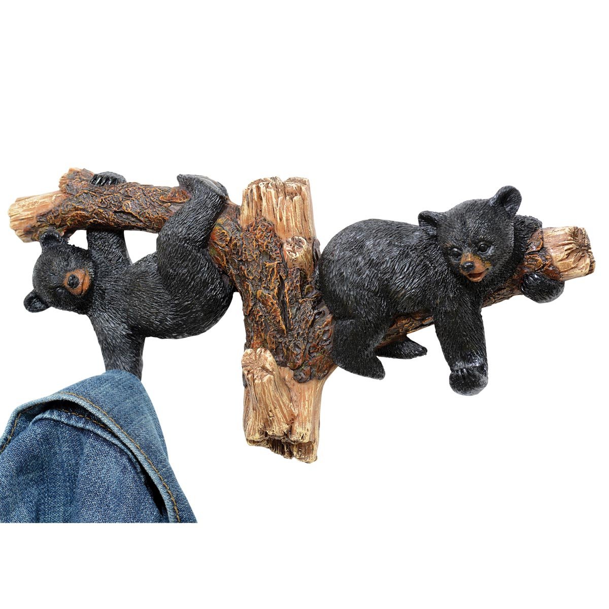 Black Bear Wall Hooks - Rustic Wooden Coat Hooks for Entryway, Bedroom, or Bathroom - Perfect for Hanging Coats, Hats, and Bags - Set of 3 Bear-Shaped Hooks - Durable Home Decor with Natural Wood Finish
