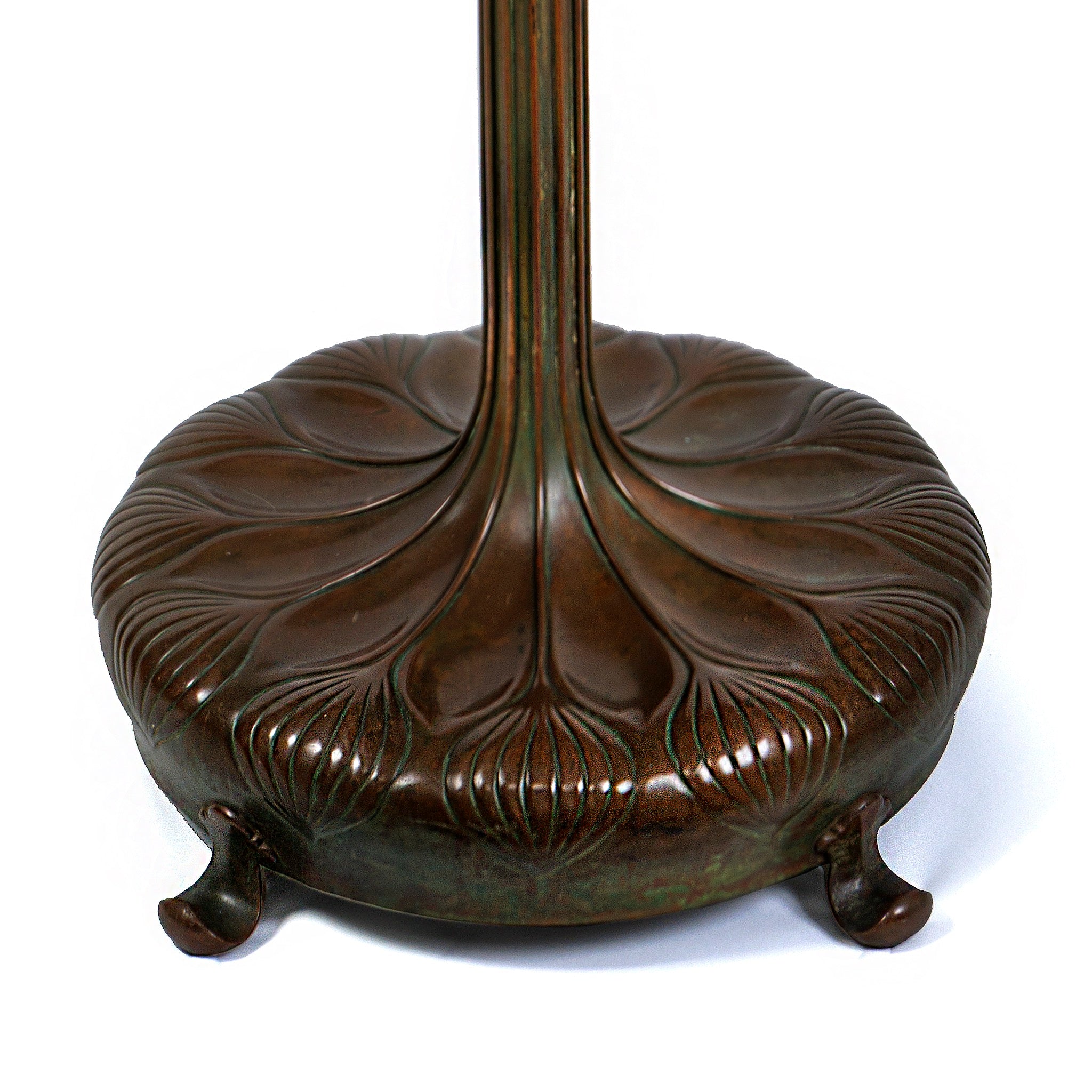 Tiffany Studios New York Oriental Poppy Leaded Glass & Bronze Floor Lamp - Antique Stained Glass Lighting for Living Room, Bedroom & Office Decor