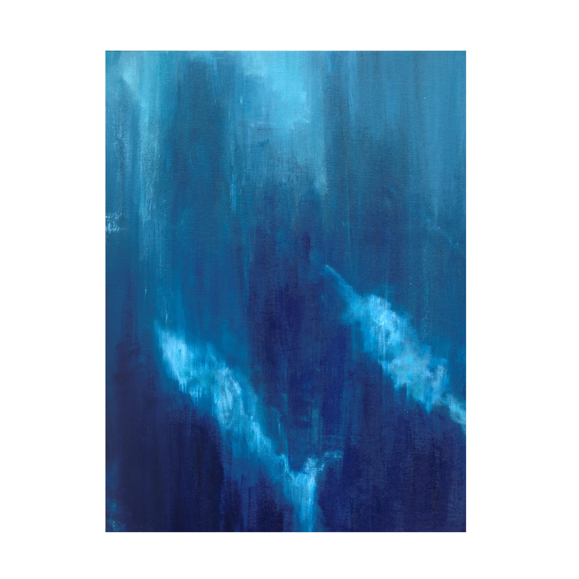 Trademark Fine Art 'Azul Profundo Triptych I' Canvas Wall Art by Suzanne Wilkins - Blue Abstract Ocean Triptych Painting for Living Room, Bedroom & Office Decor