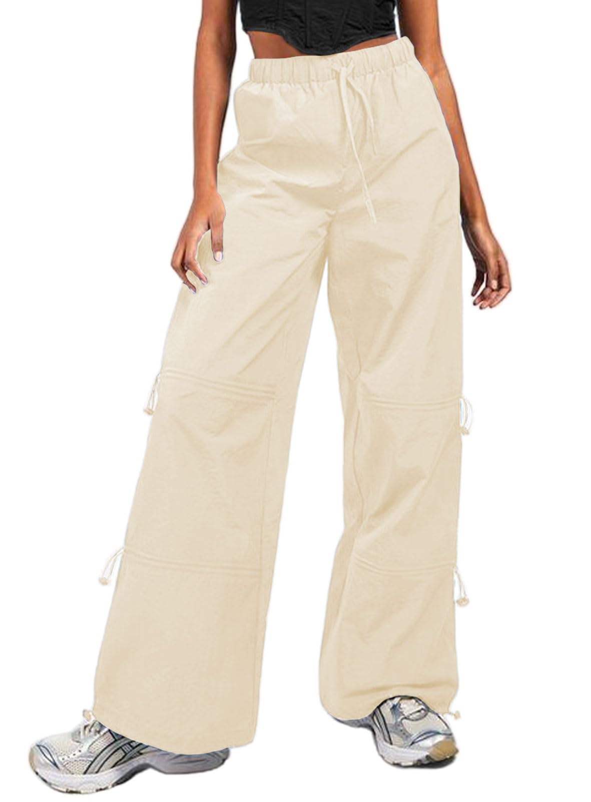 ARTFREE Women's Cargo Pants - Trendy High Waisted Baggy Pants with Drawstring & Wide Leg Y2K Style | Perfect for Streetwear, Casual Outfits & 90s Fashion Looks