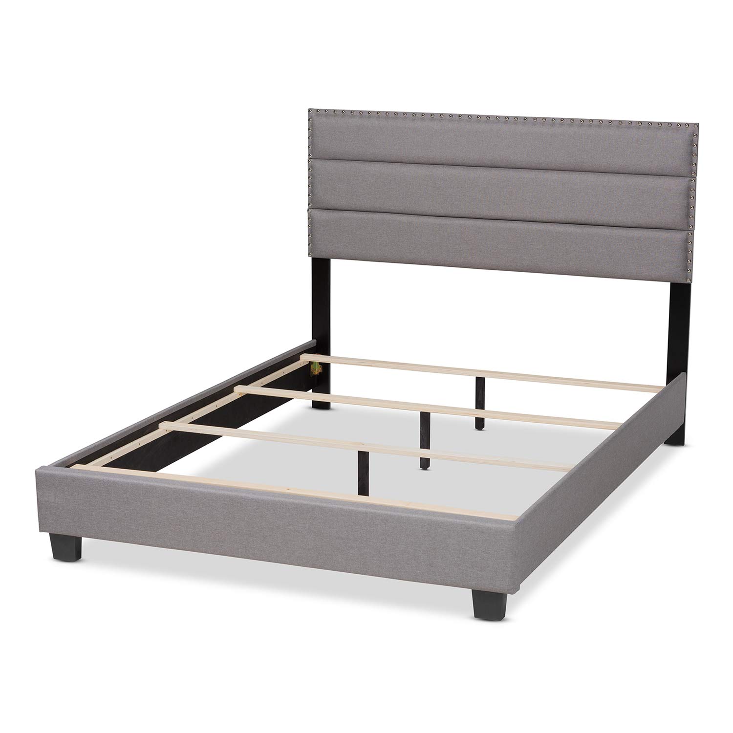 Baxton Studio Ansa Modern Grey Fabric Upholstered Queen Size Bed Frame - Contemporary Platform Bed for Bedroom, Guest Room & Master Suite