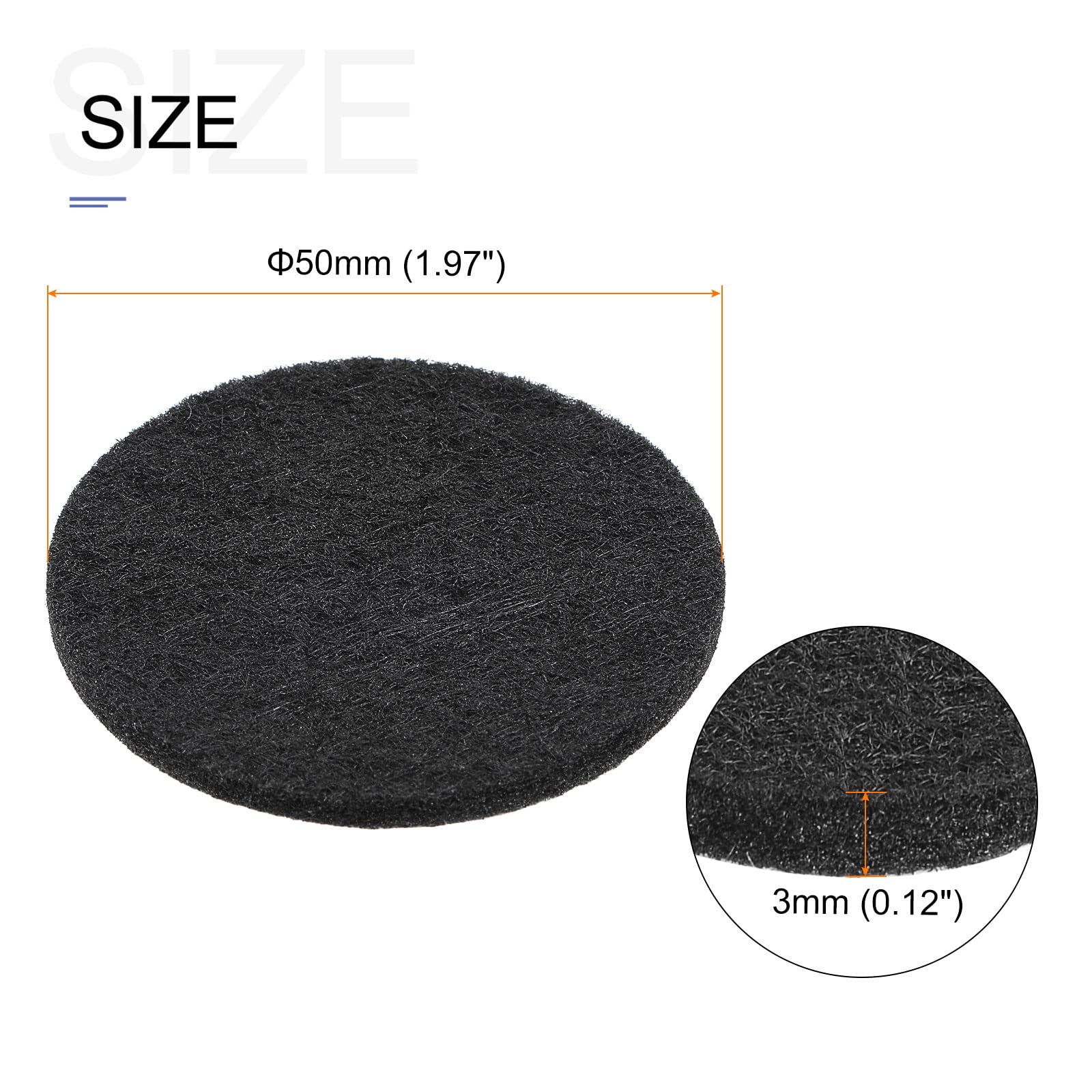 METALLIXITY Round Felt Furniture Pads 10Pcs (50x3mm) - Self Adhesive Floor Protectors for Cabinets, Chairs, Tables & Bed Feet - Black - Protect Hardwood Floors & Reduce Noise (Home & Office Use)