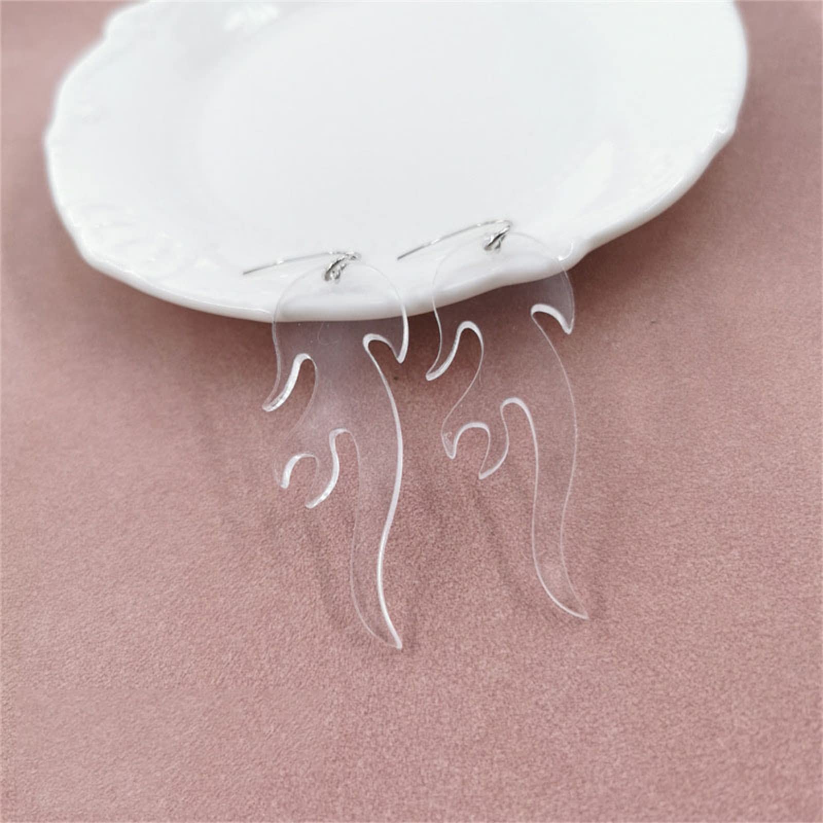 MALOYANVE Acrylic Fire Flame Earrings for Women - Lightweight Geometric Dangle Drop Earrings - Unique Statement Jewelry for Cosplay, Halloween, Parties & Gifts - Perfect for Costume Events, Night Out & Fashion Accessories