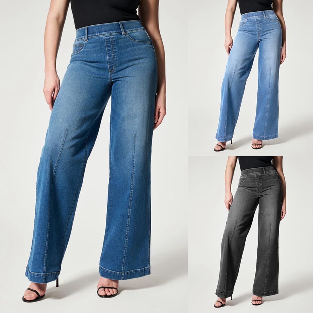KELYWELL Mid Waist Wide Leg Jeans - Elastic Waist Baggy Jeans for Women | Casual & Comfortable Outfit
