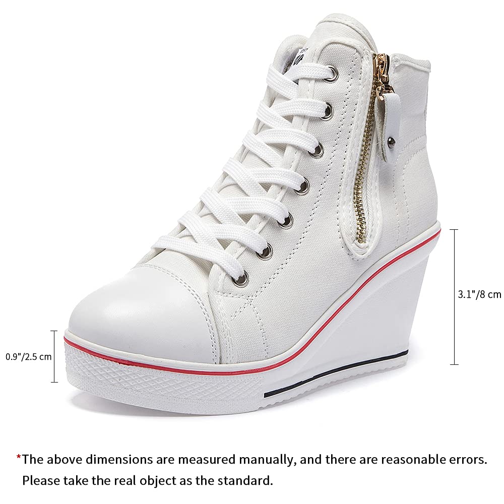 Women's Fashion Canvas High Heel Sneakers - Comfortable Platform Wedge Pump Shoes for Walking & Casual Wear | Perfect for Office, Dating & Daily Outfits