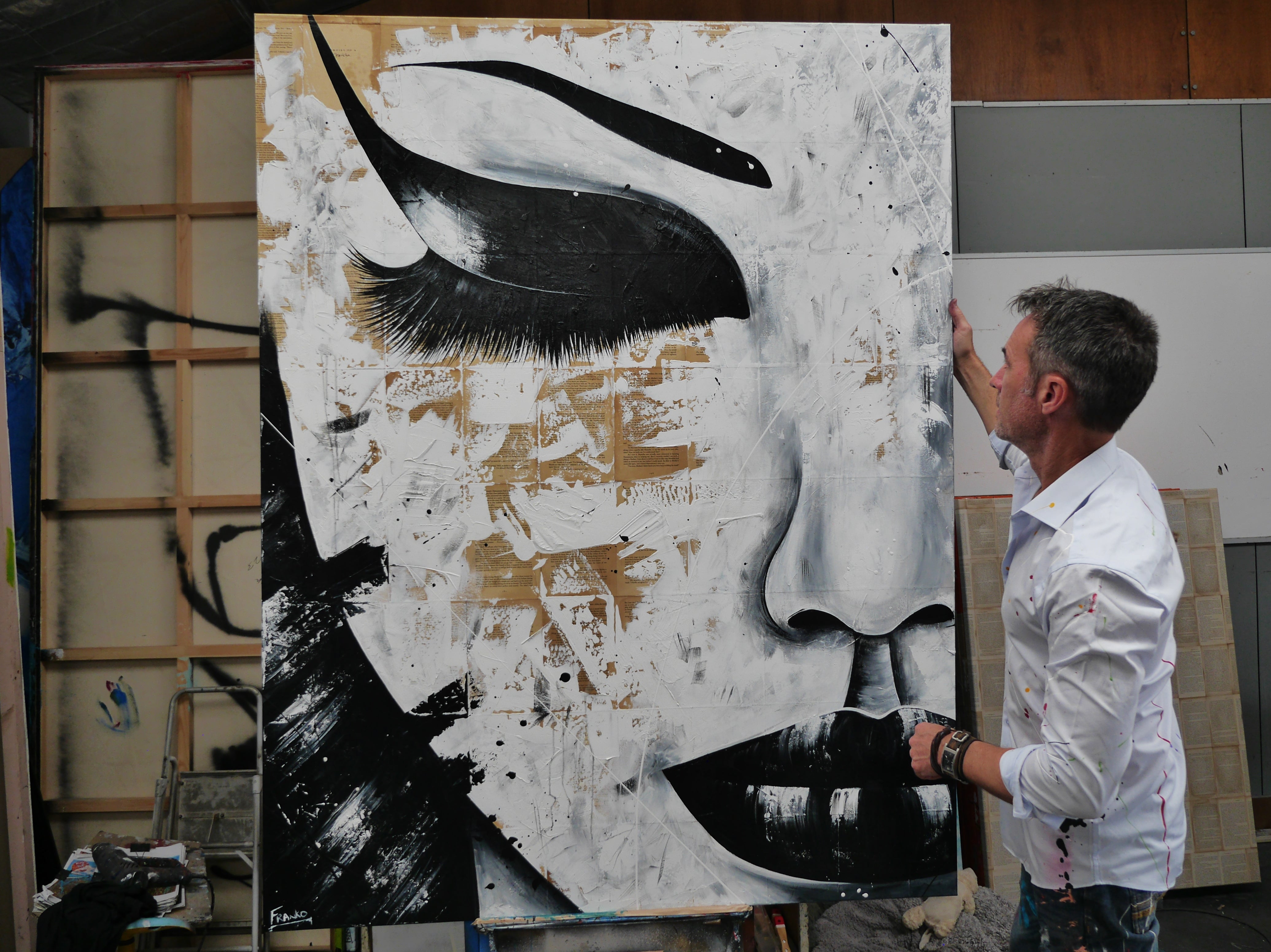 140cm x 180cm Geisha Abstract Realism Canvas Painting - Solitude and Grace Artwork for Living Room, Bedroom or Office Decor