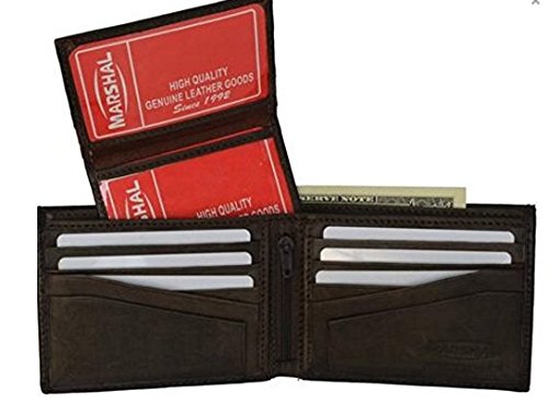 100% Genuine Leather Men's Bi-fold Wallet - RFID Blocking, Slim & Stylish for Everyday Carry, Business & Travel Use