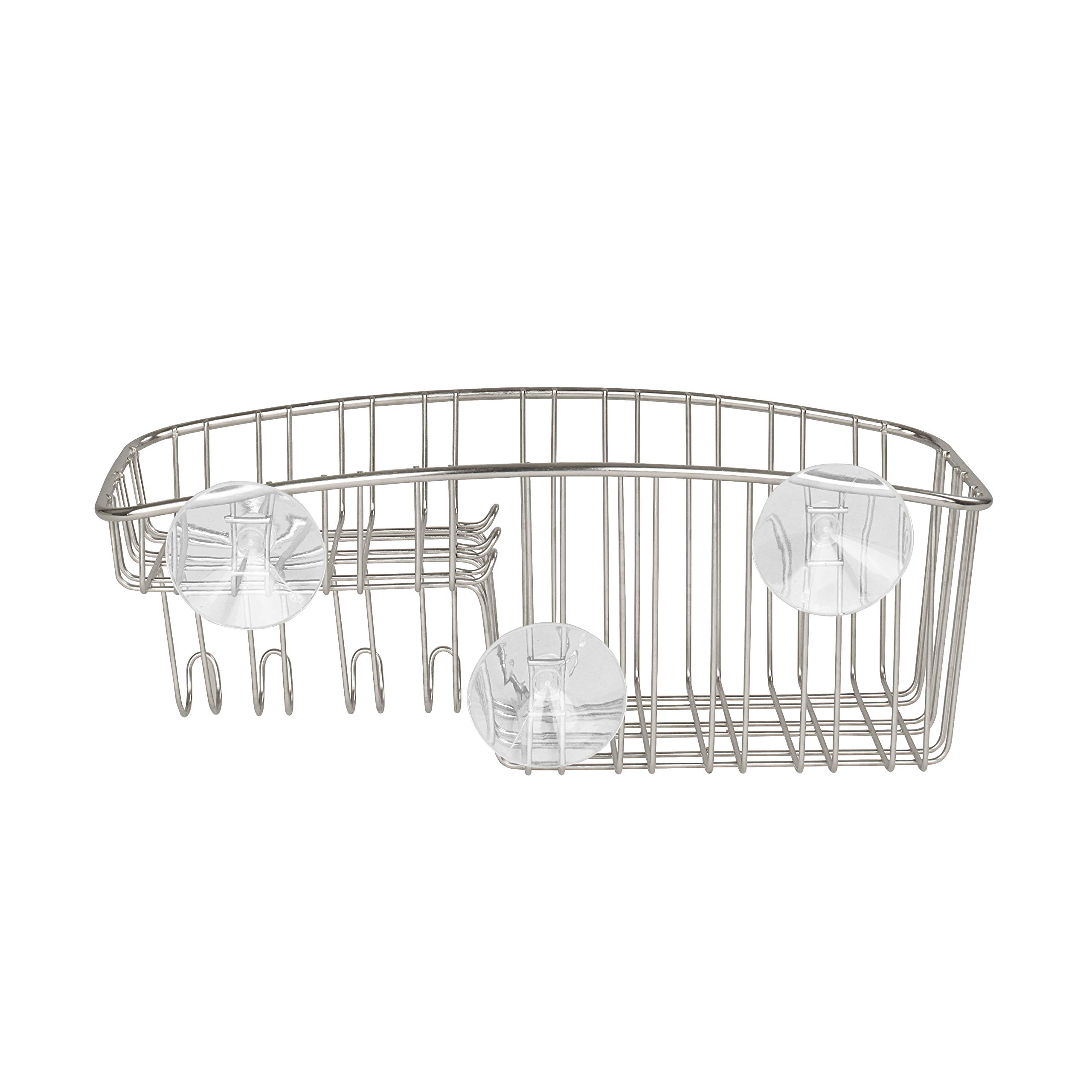 Stainless Steel Shower Caddy with Suction Cups - Bathroom Organizer for Soap, Shampoo, Razors & Loofahs - Rustproof Shower Basket with Hooks - Perfect for Small Spaces & Apartment Bathrooms
