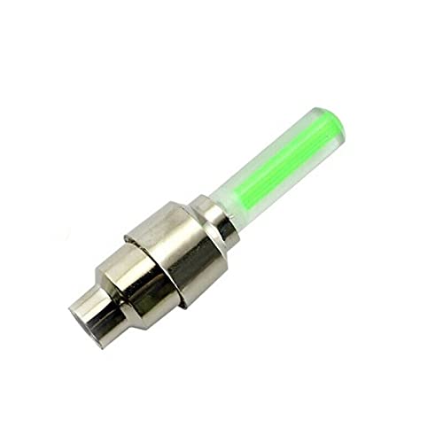 2X Green LED Tire Valve Caps - Glowing Motorcycle Lights for Night Riding