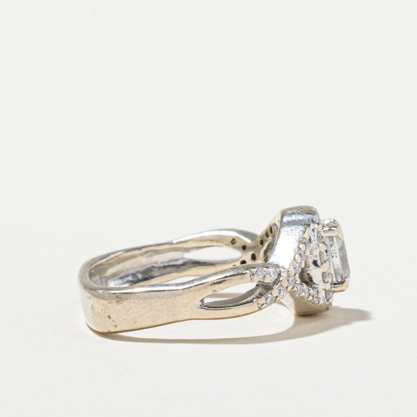 0.73ctw Oval Cut Diamond Cross Over Engagement Ring - Size 5.75 | Elegant Bridal Jewelry for Wedding, Proposal & Anniversary Gifts